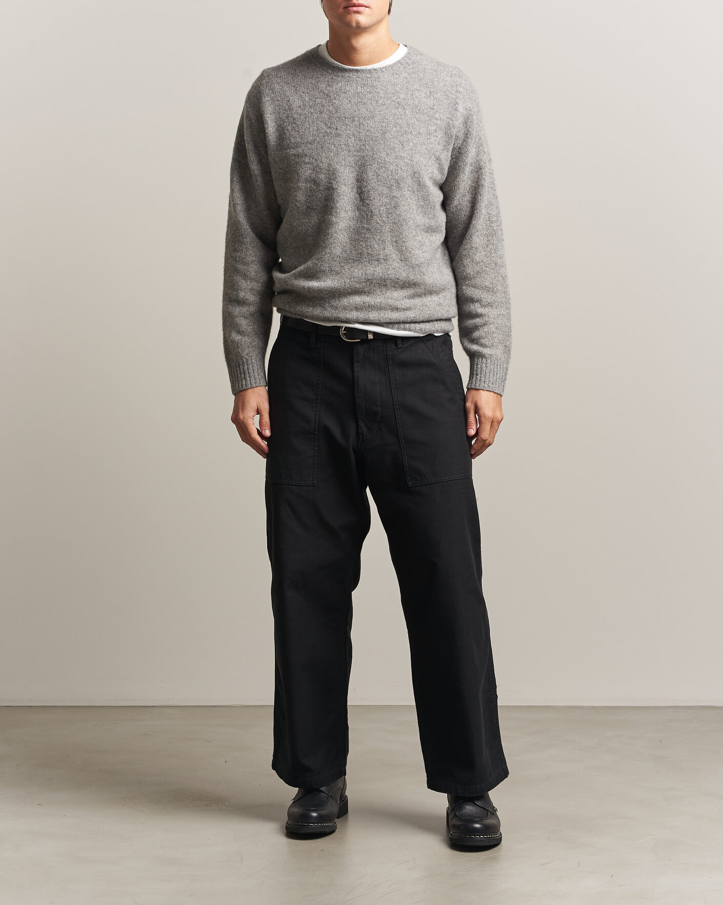 Herre | Gensere | BEAMS PLUS | Cashmere/Silk Crew Neck Grey Melange