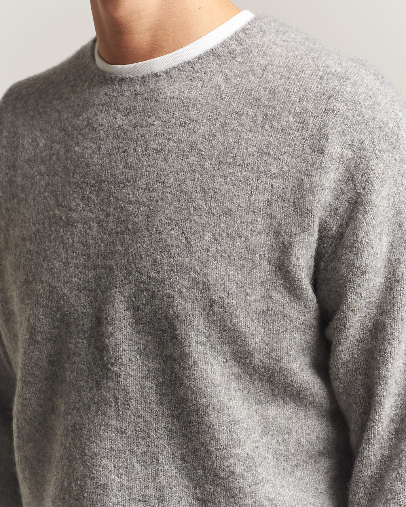 Herre | Gensere | BEAMS PLUS | Cashmere/Silk Crew Neck Grey Melange