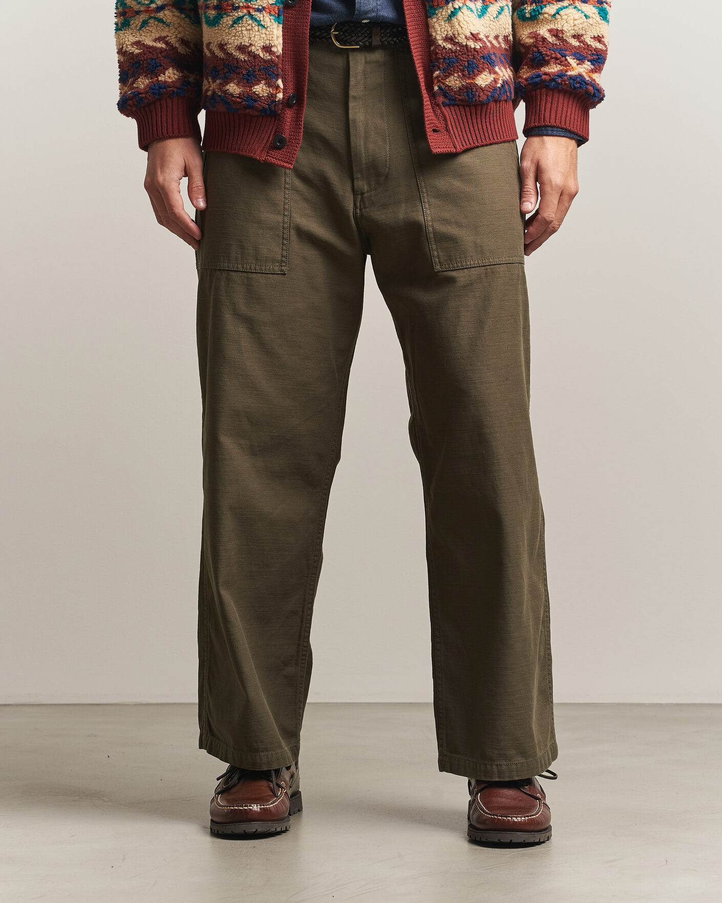 Herre | Bukser | BEAMS PLUS | MIL Utility Sateen Trousers Olive Brown