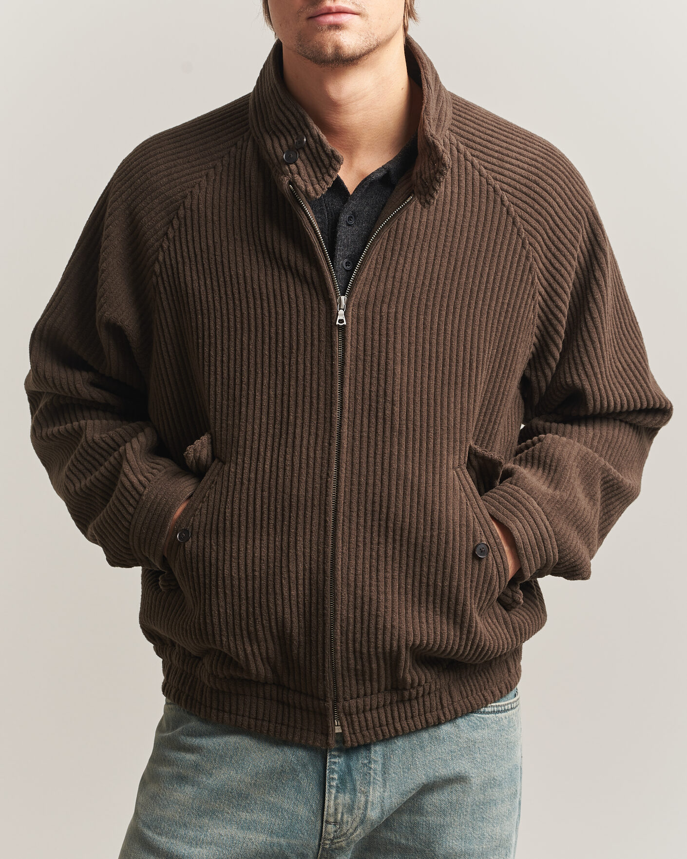 Herre | Jakker | Auralee | Wool Cashmere Corduroy Zip Jacket Smoky Brown
