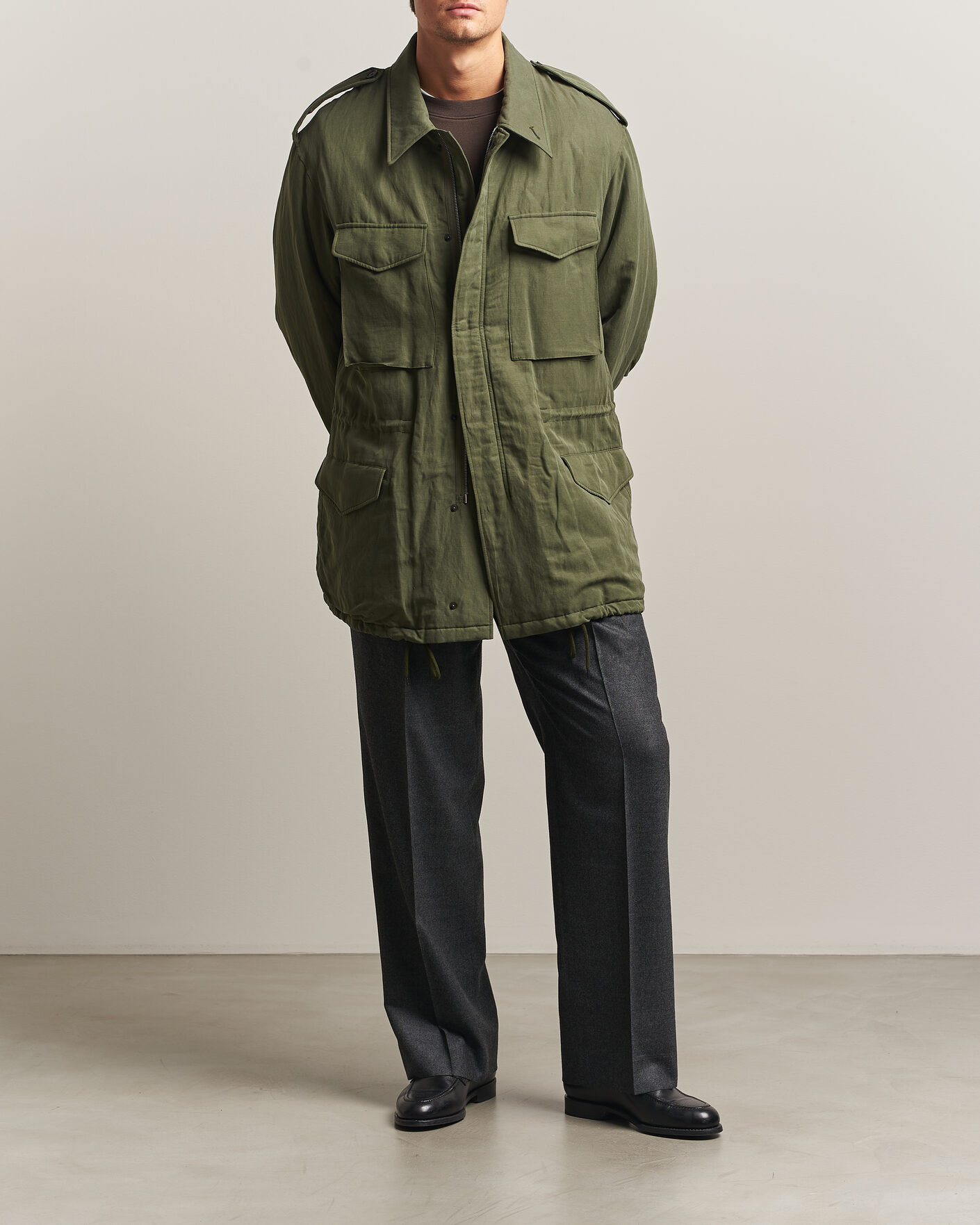 Herre | Jakker | Auralee | Brushed Padded Military Jacket Olive