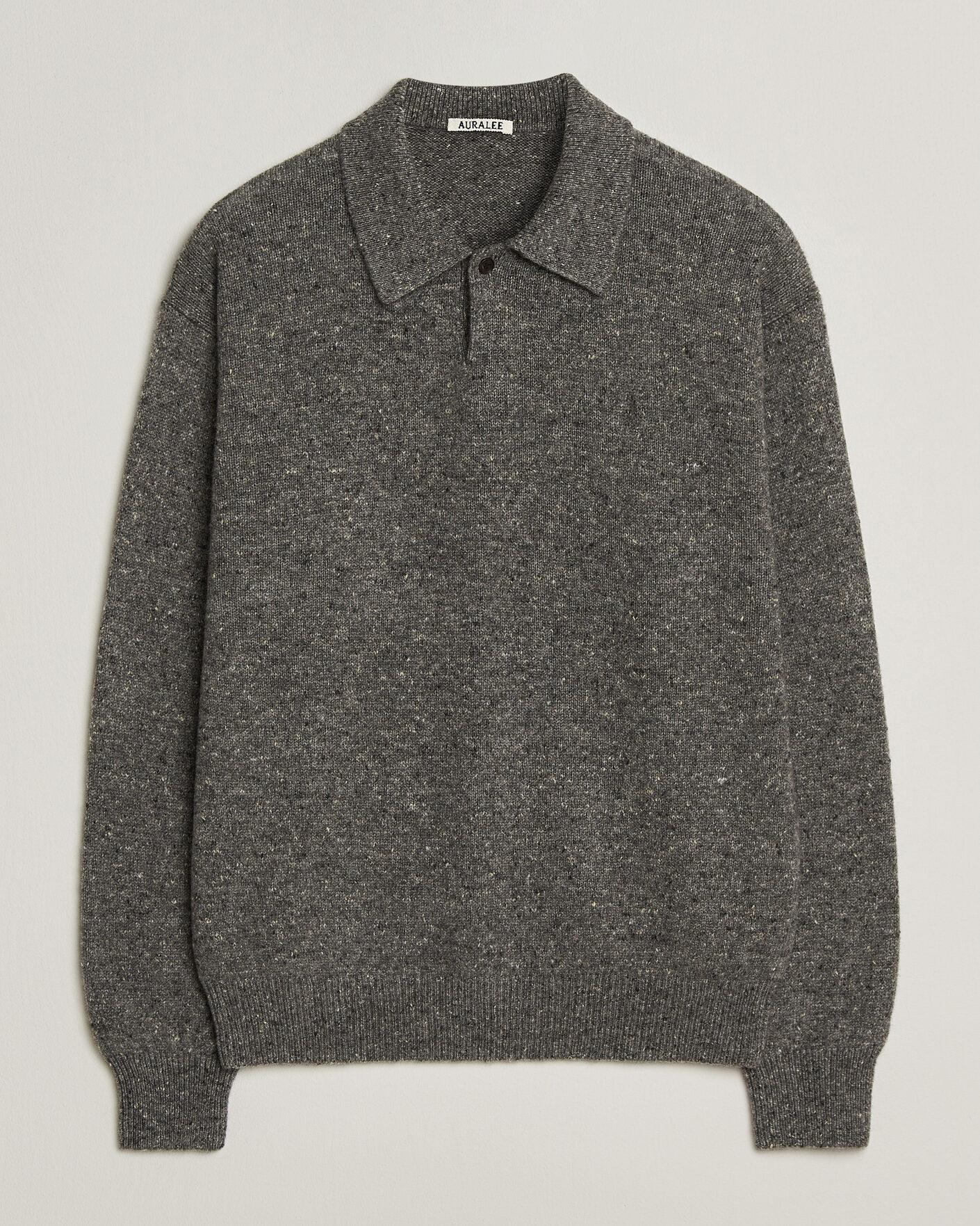 Herre | Gensere | Auralee | Cashmere Nep Knit Polo Mix Gray
