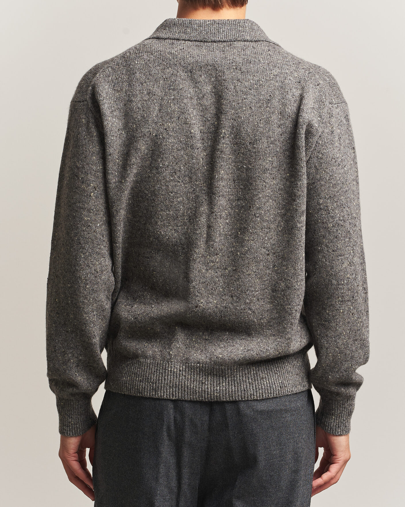 Herre | Gensere | Auralee | Cashmere Nep Knit Polo Mix Gray