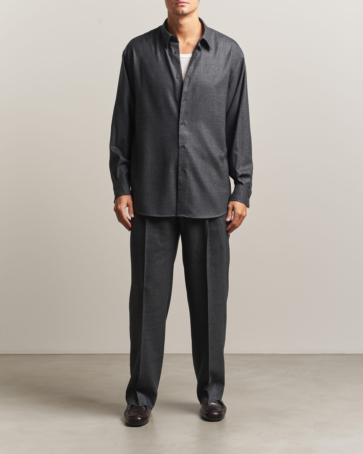 Herre | Skjorter | Auralee | Super Light Wool Shirt Charcoal