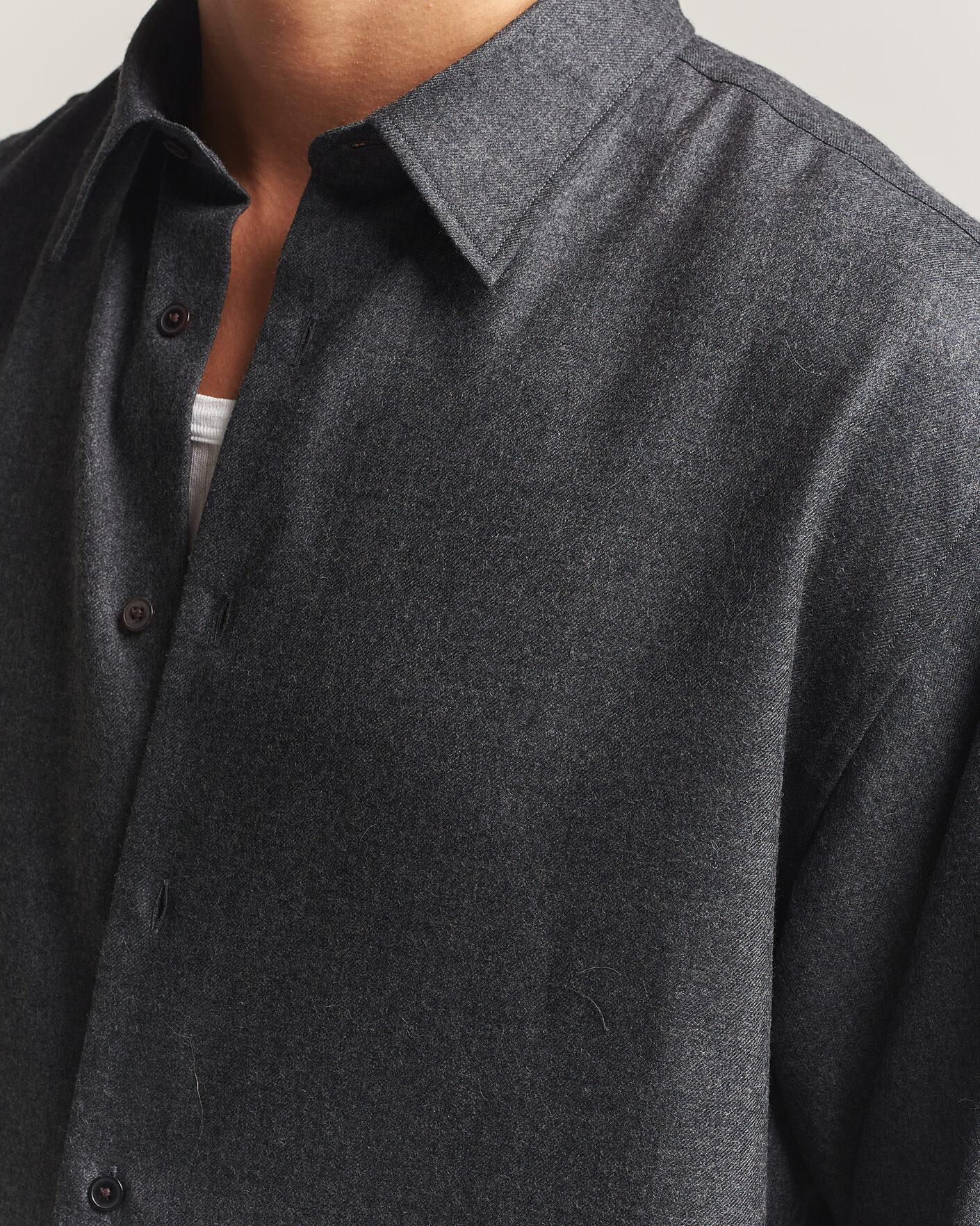 Herre | Skjorter | Auralee | Super Light Wool Shirt Charcoal