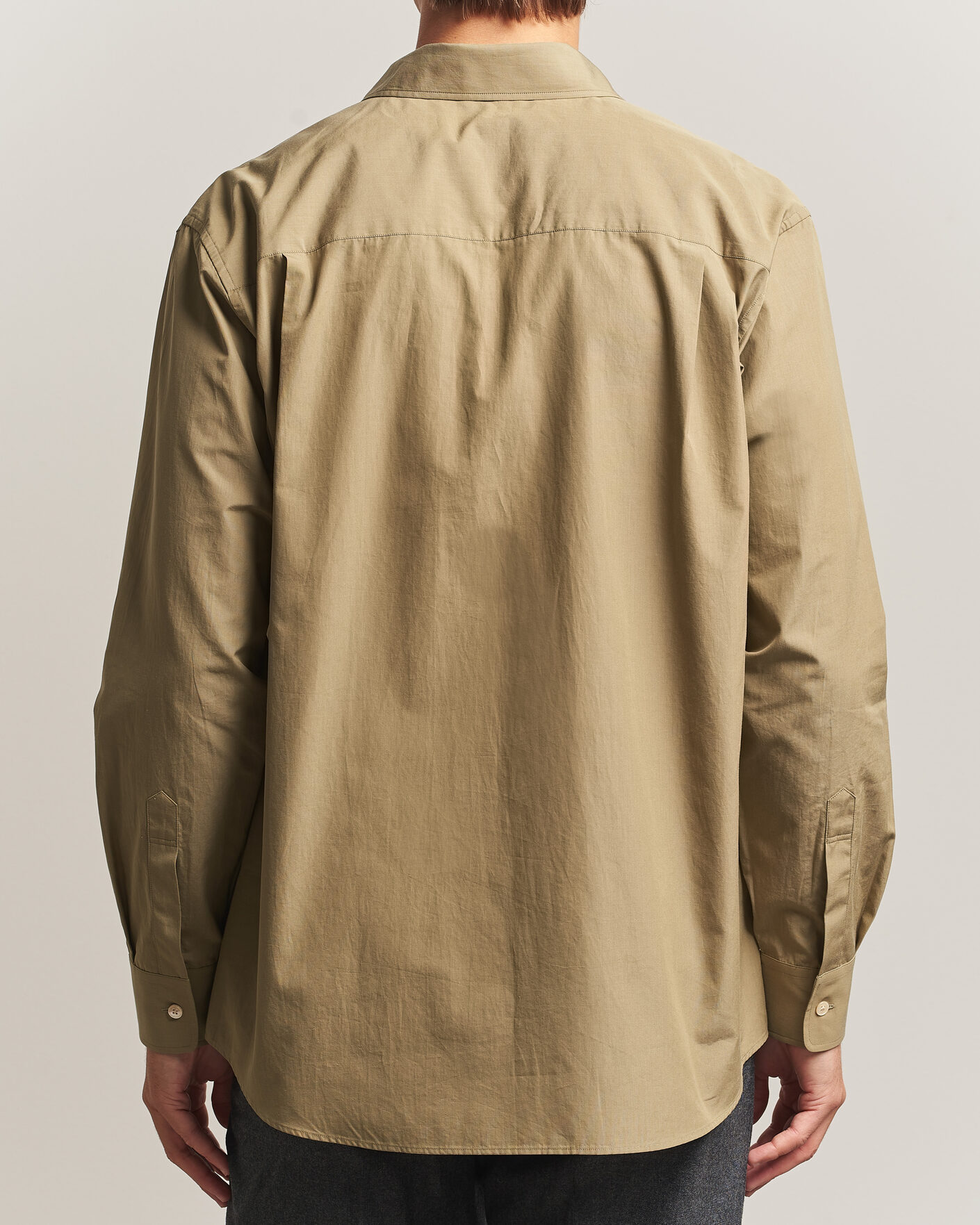 Herre | Skjorter | Auralee | Finx Light Weather Chambray Shirt Olive Brown