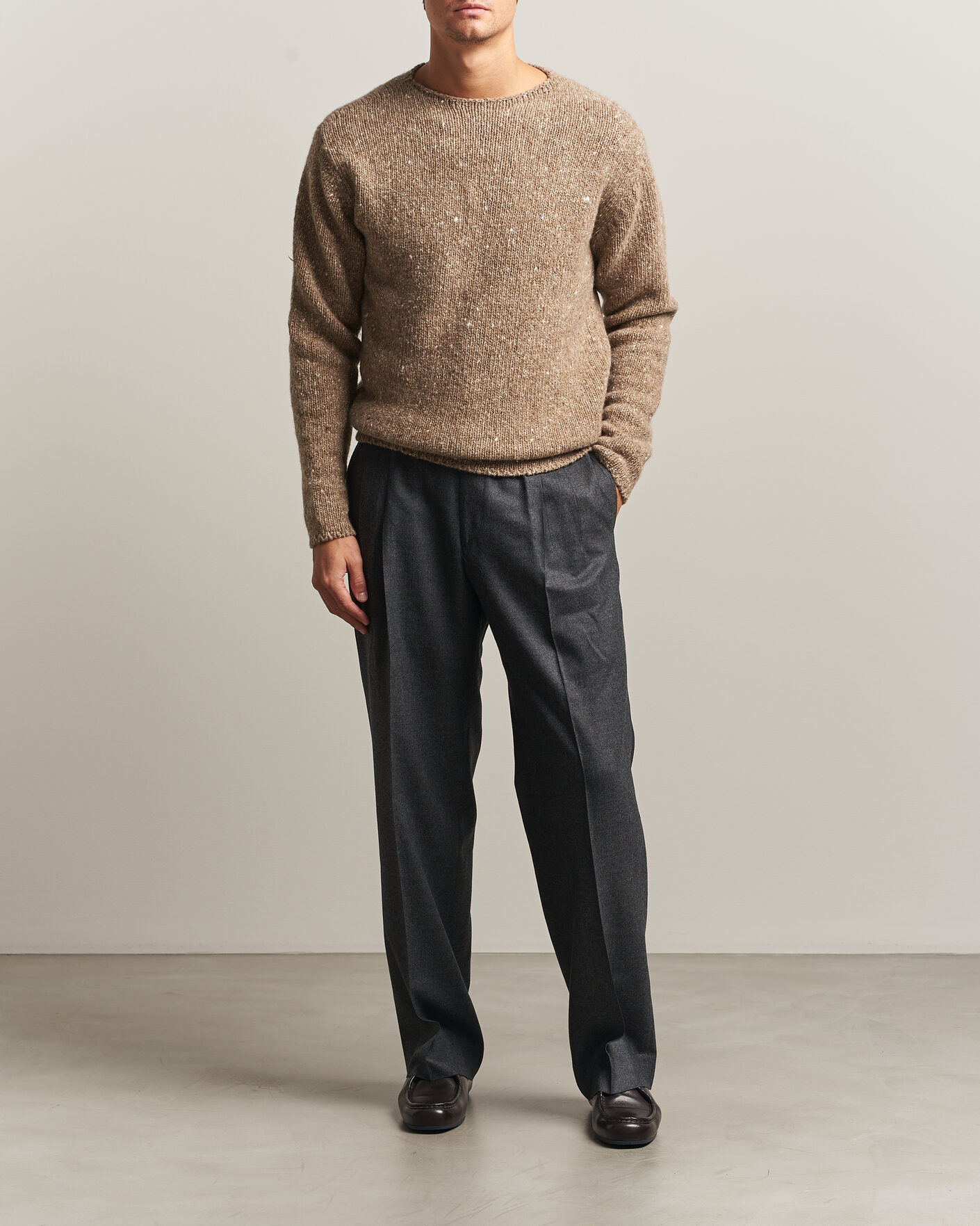 Herre | Gensere | Auralee | Homespun Tweed Knit Pullover Top Brown