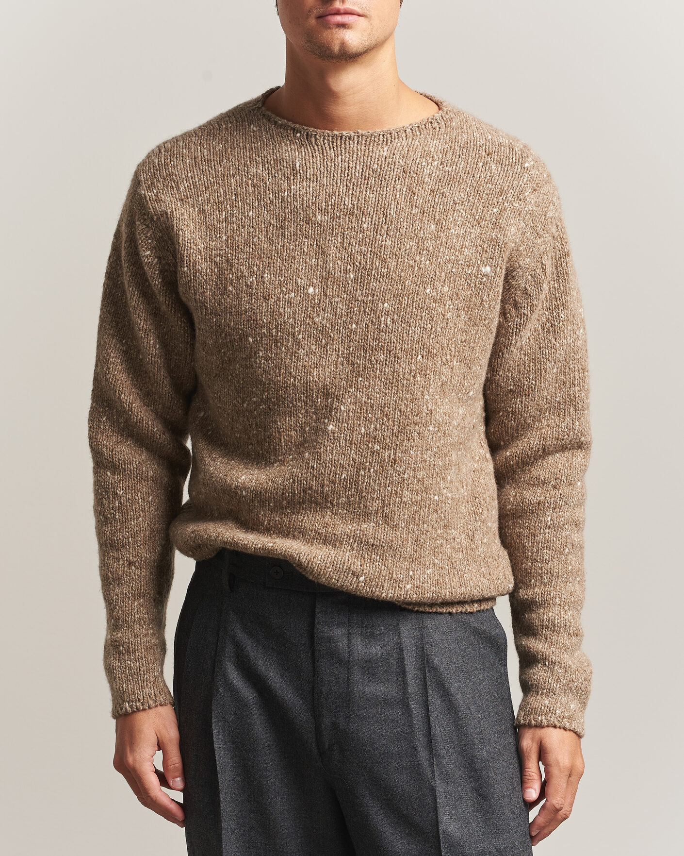 Herre | Gensere | Auralee | Homespun Tweed Knit Pullover Top Brown