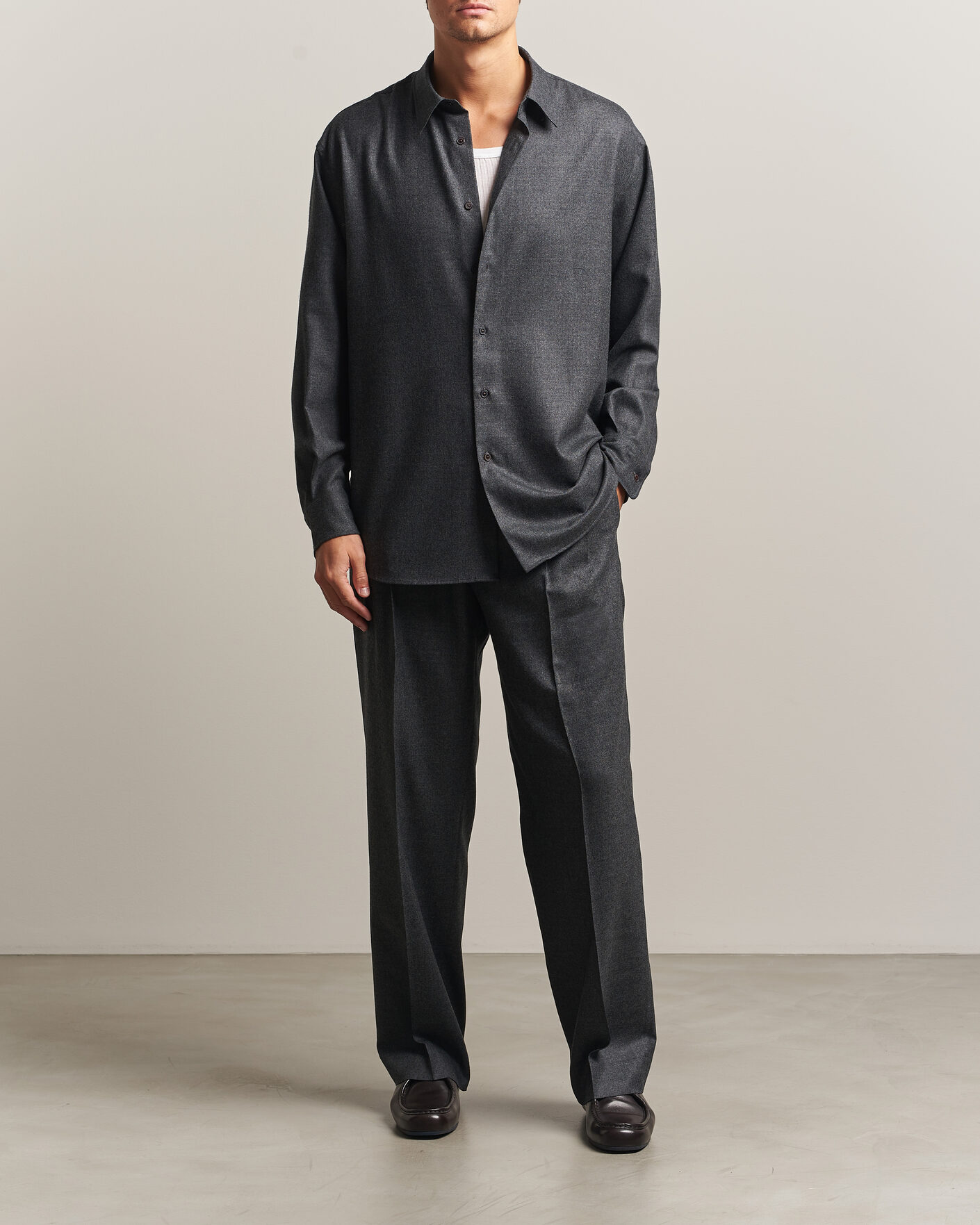 Herre | Bukser | Auralee | Super Light Wool Pants Charcoal