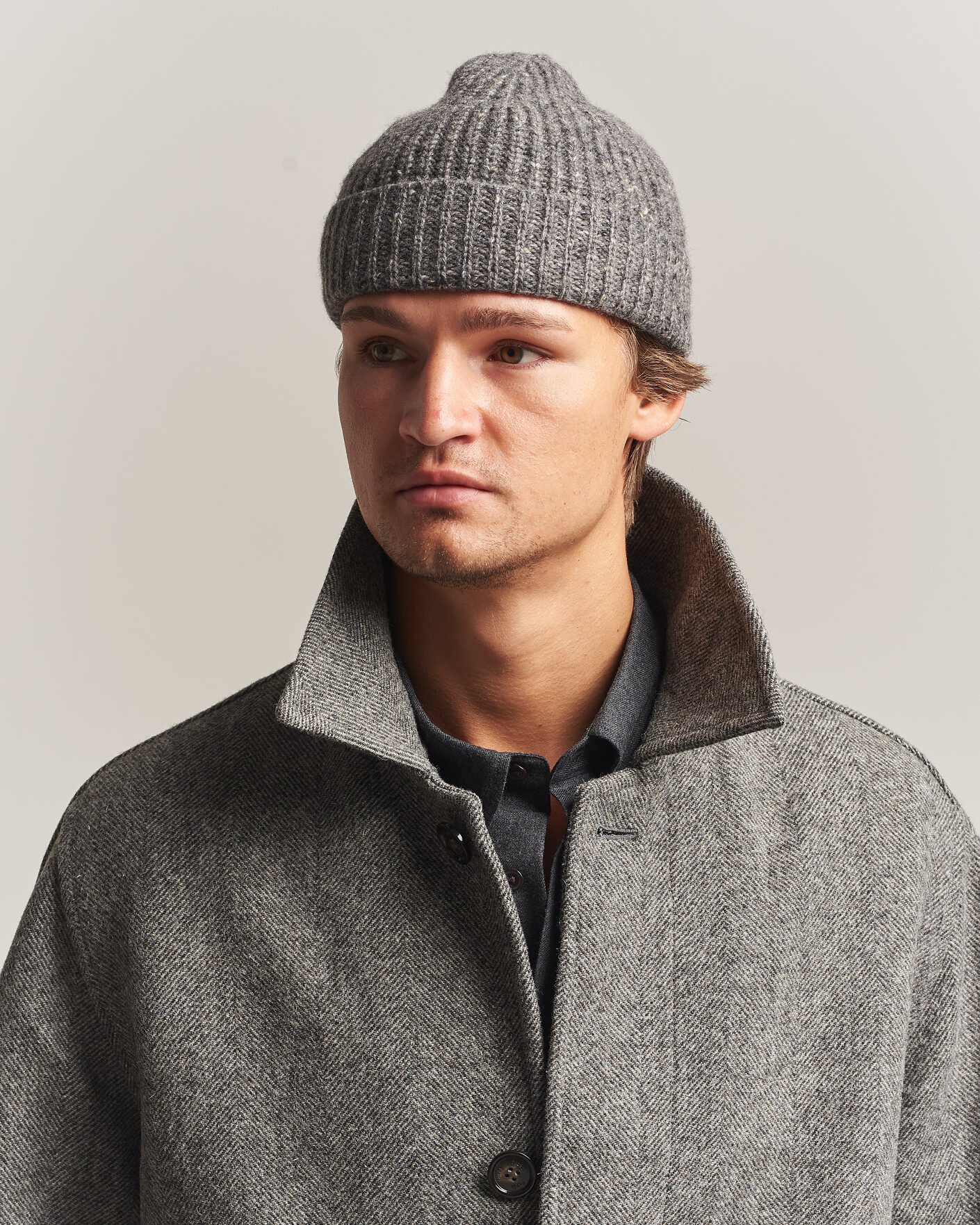 Herre | Luer | Auralee | Cashmere Nep Knit Cap Mix Gray