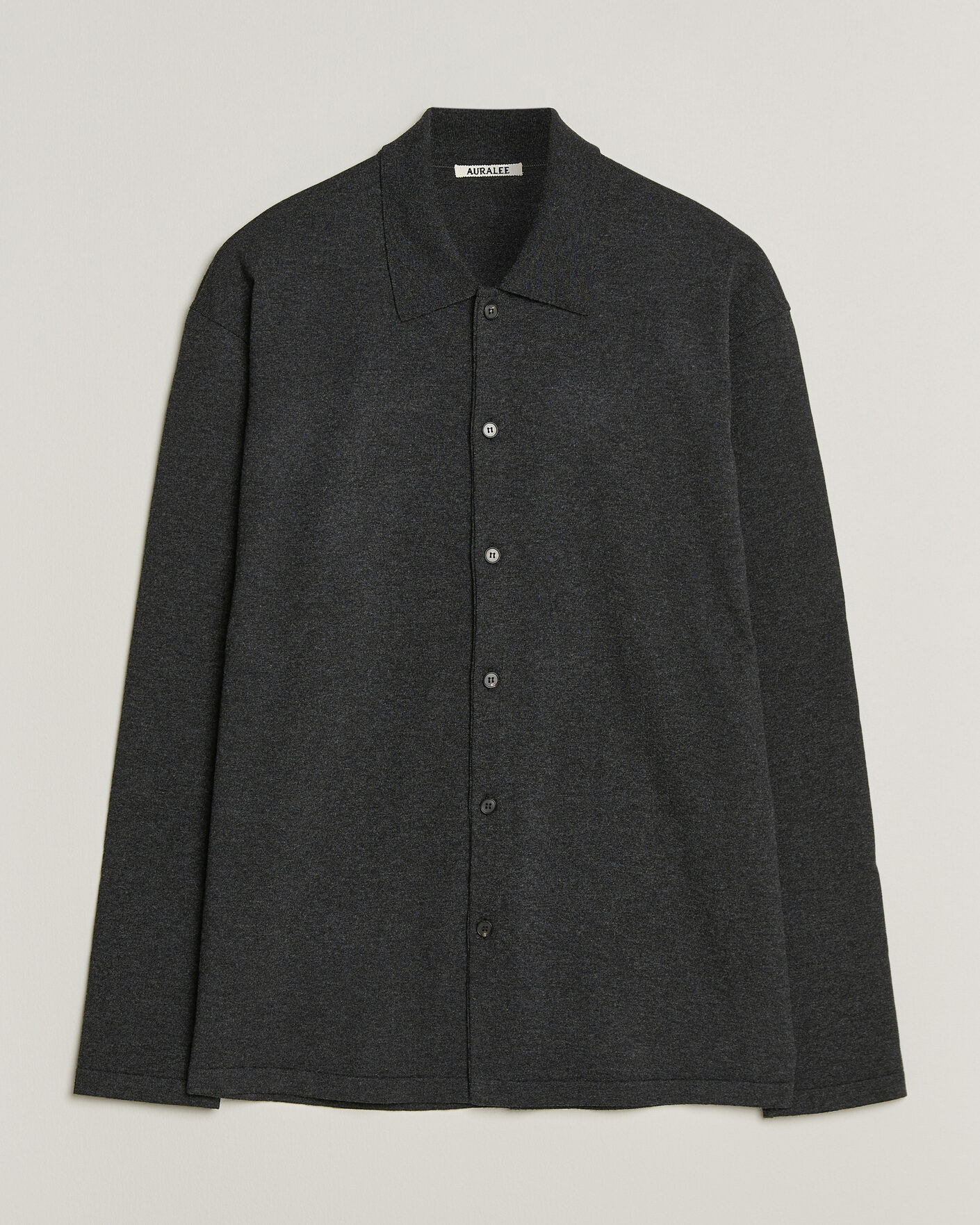 Herre | Gensere | Auralee | High Twist Wool Knit Shirt Cardigan Charcoal