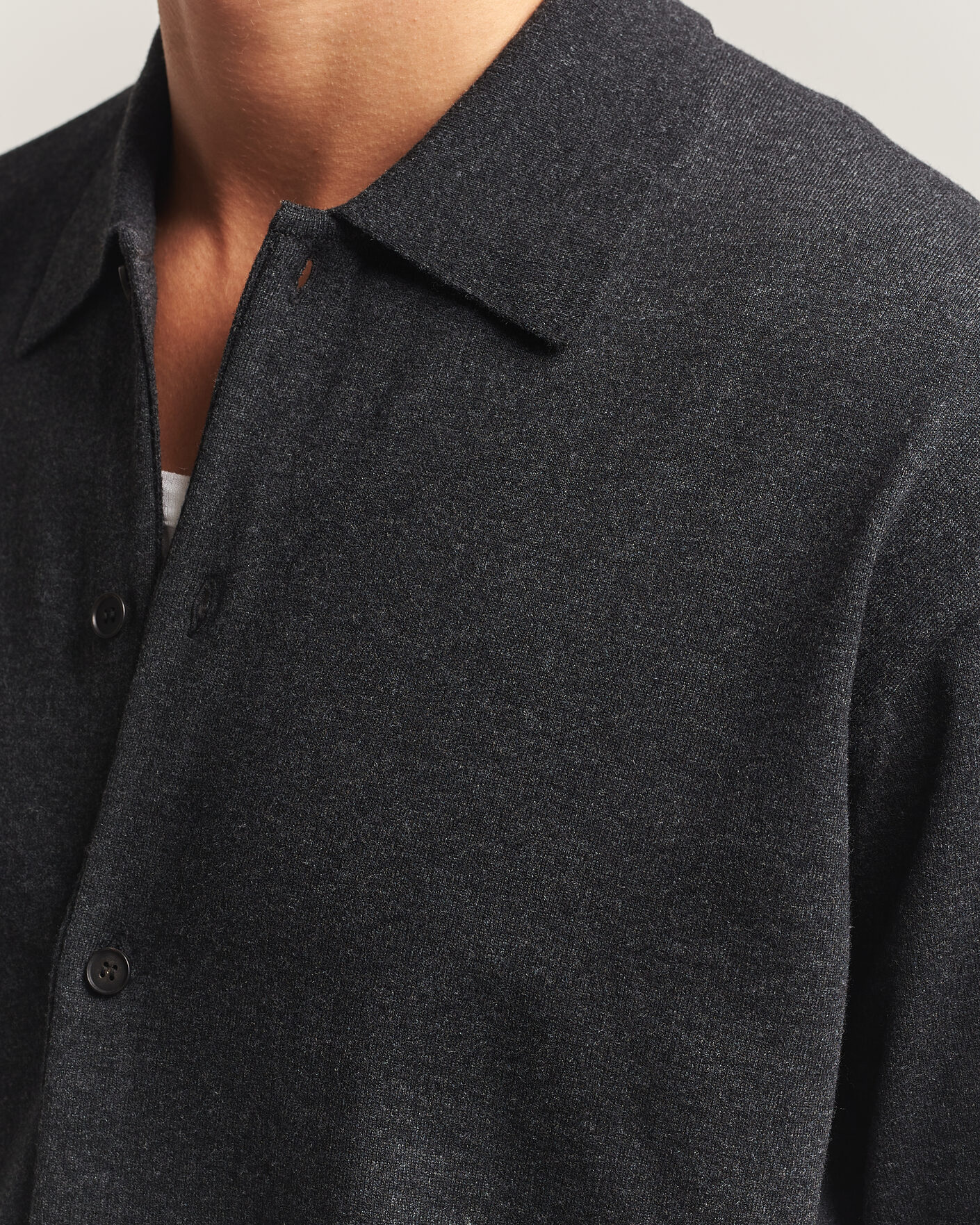 Herre | Gensere | Auralee | High Twist Wool Knit Shirt Cardigan Charcoal