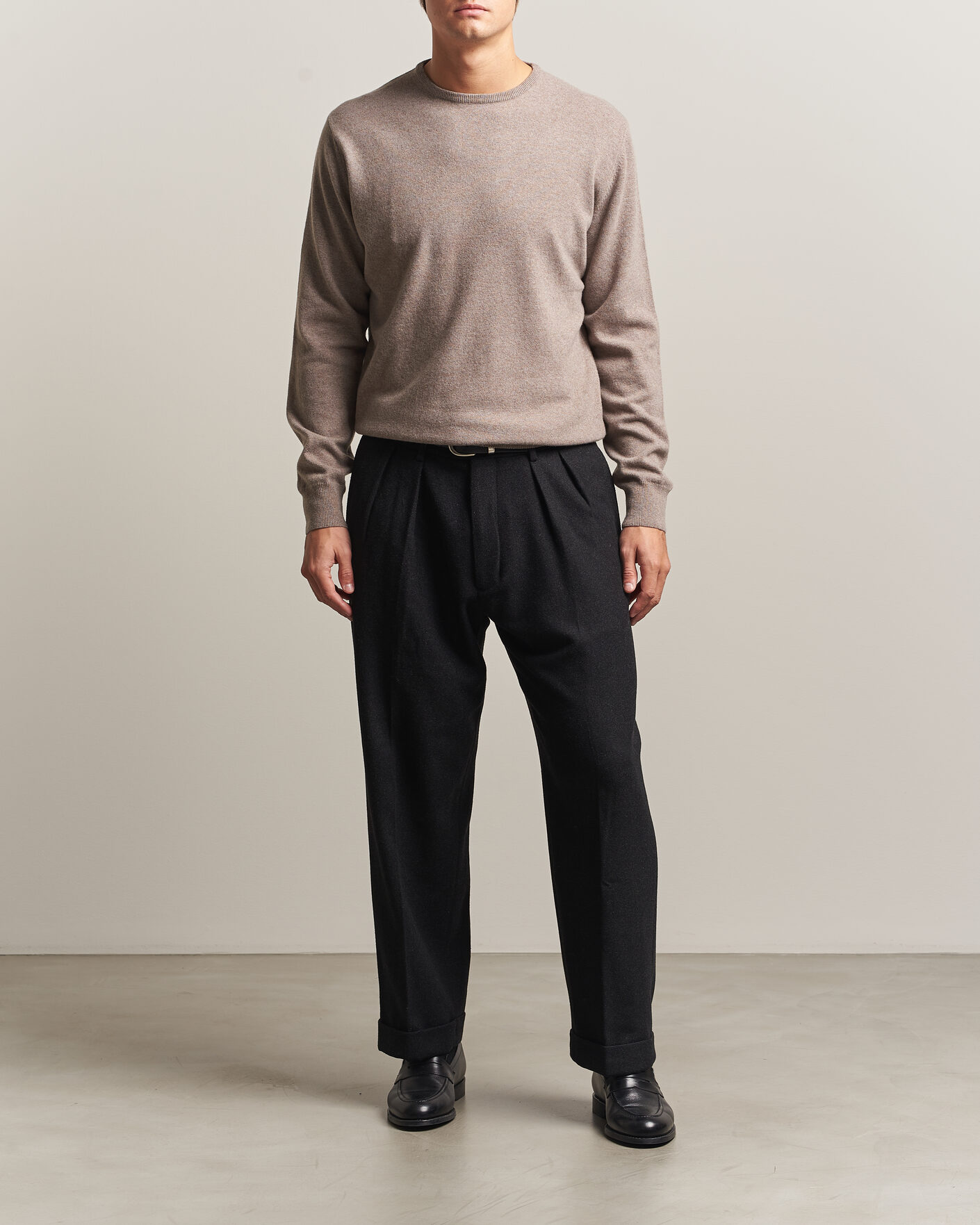 Herre | Gensere | Morgano | Wool/Cashmere Crewneck Walnut