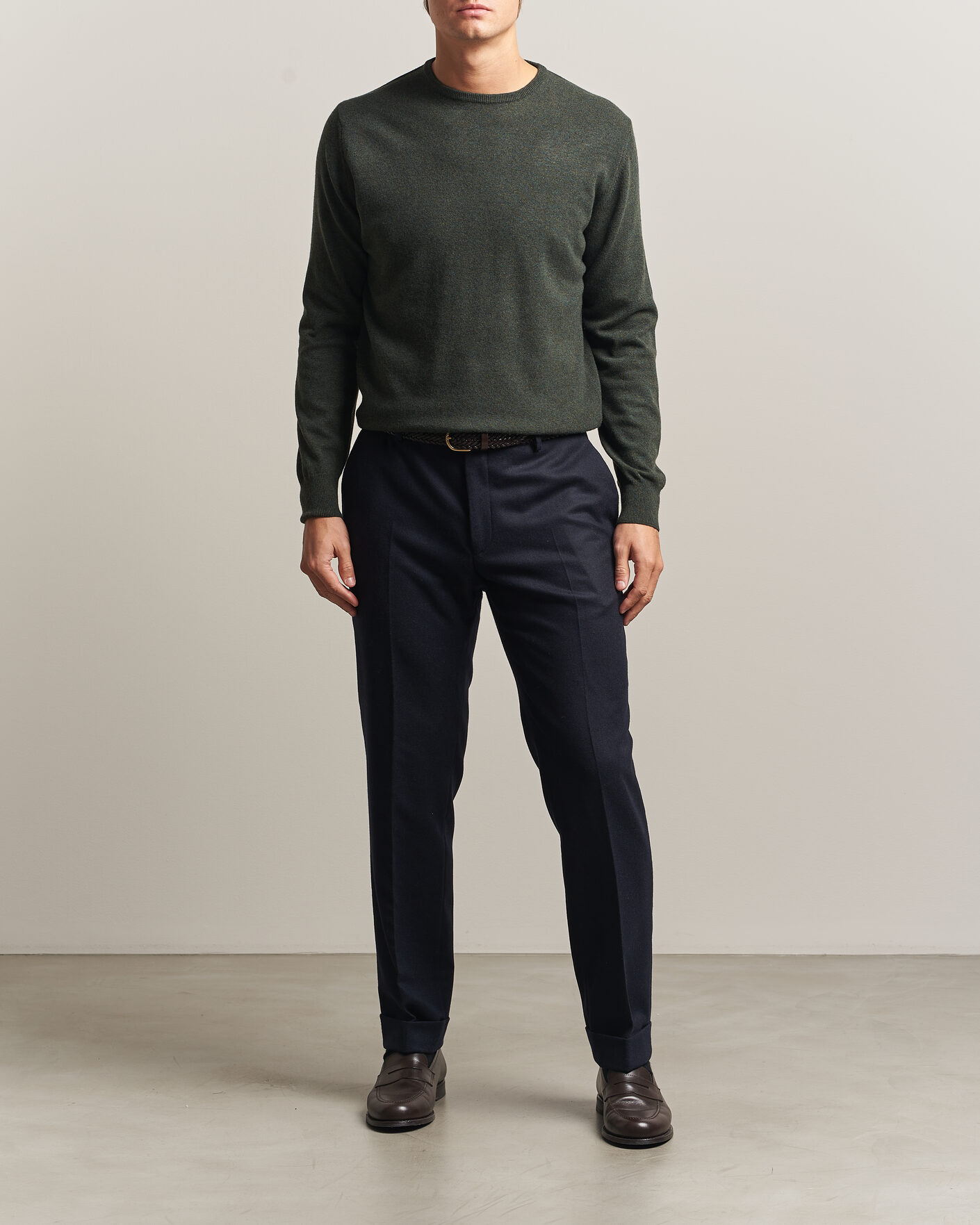Herre | Gensere | Morgano | Wool/Cashmere Crewneck Dark Green