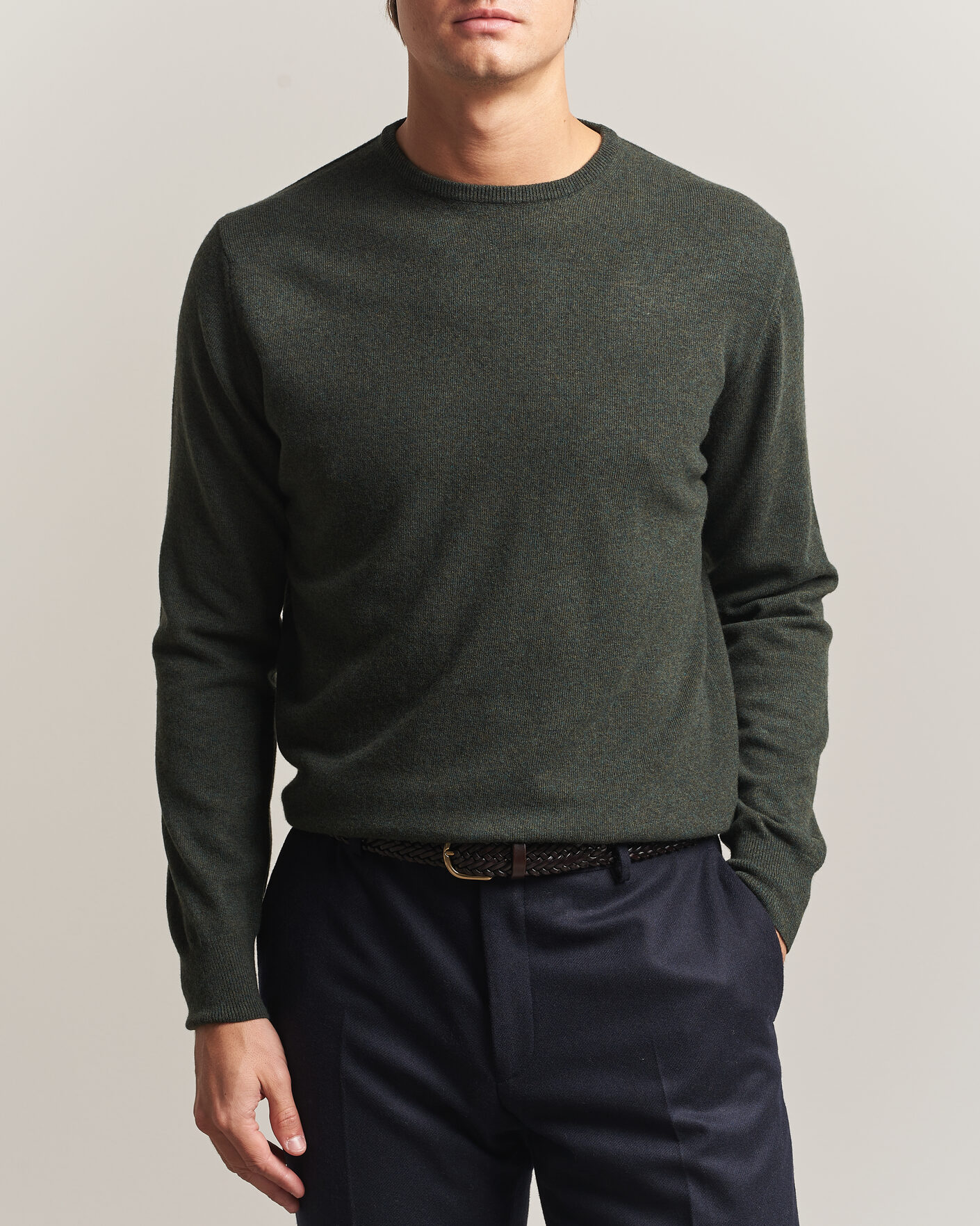 Herre | Gensere | Morgano | Wool/Cashmere Crewneck Dark Green