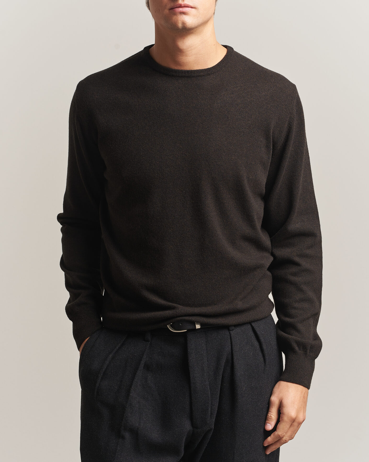 Herre | Gensere | Morgano | Wool/Cashmere Crewneck Dark Brown