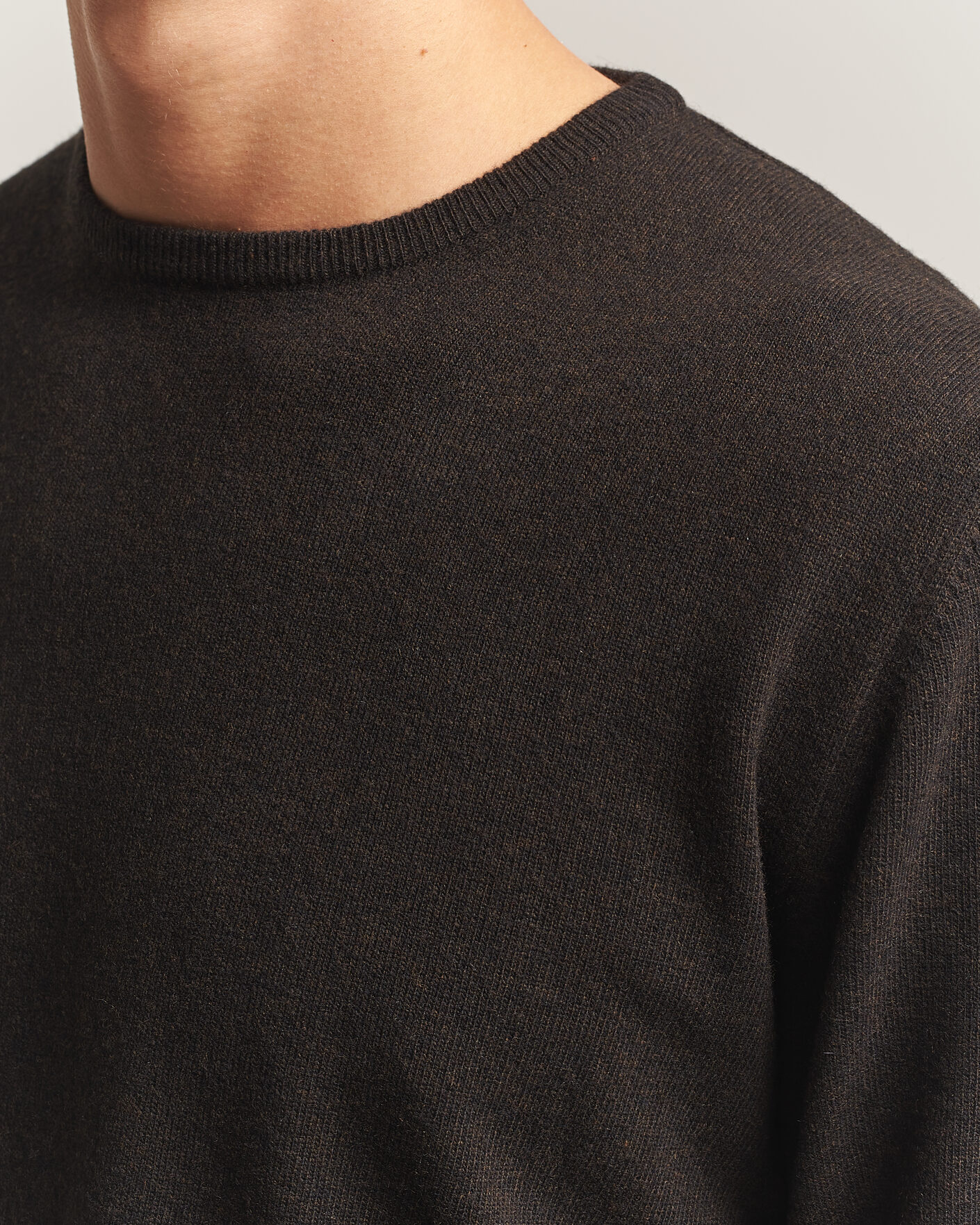 Herre | Gensere | Morgano | Wool/Cashmere Crewneck Dark Brown