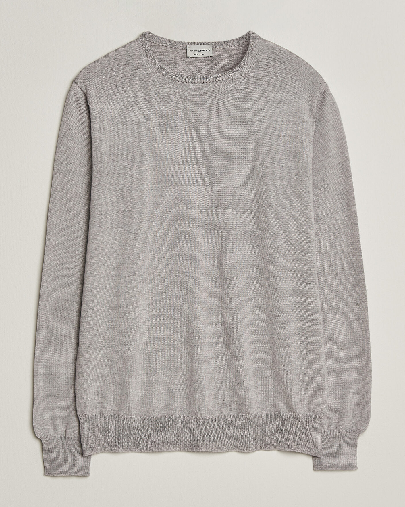 Herre | Gensere | Morgano | Extra Fine Merino Wool Crewneck Light Grey