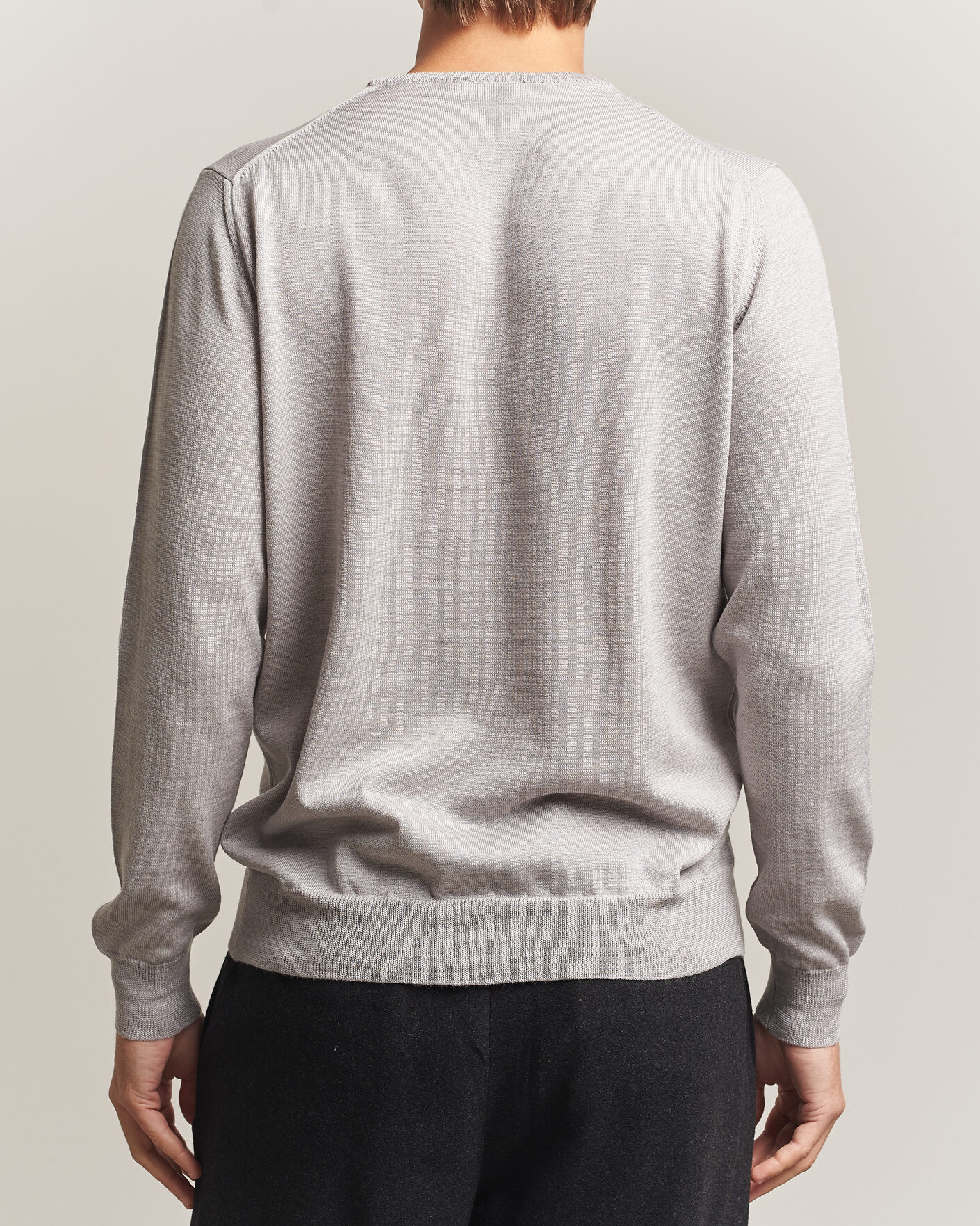 Herre | Gensere | Morgano | Extra Fine Merino Wool Crewneck Light Grey