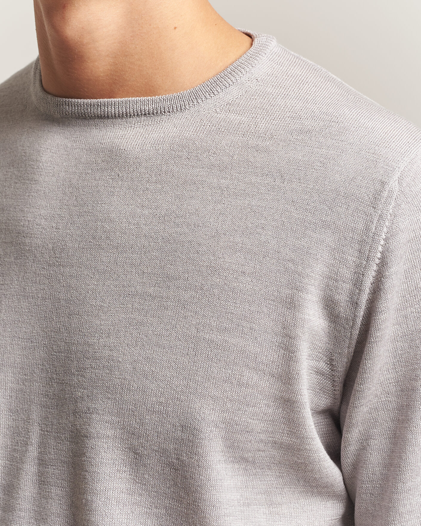 Herre | Gensere | Morgano | Extra Fine Merino Wool Crewneck Light Grey