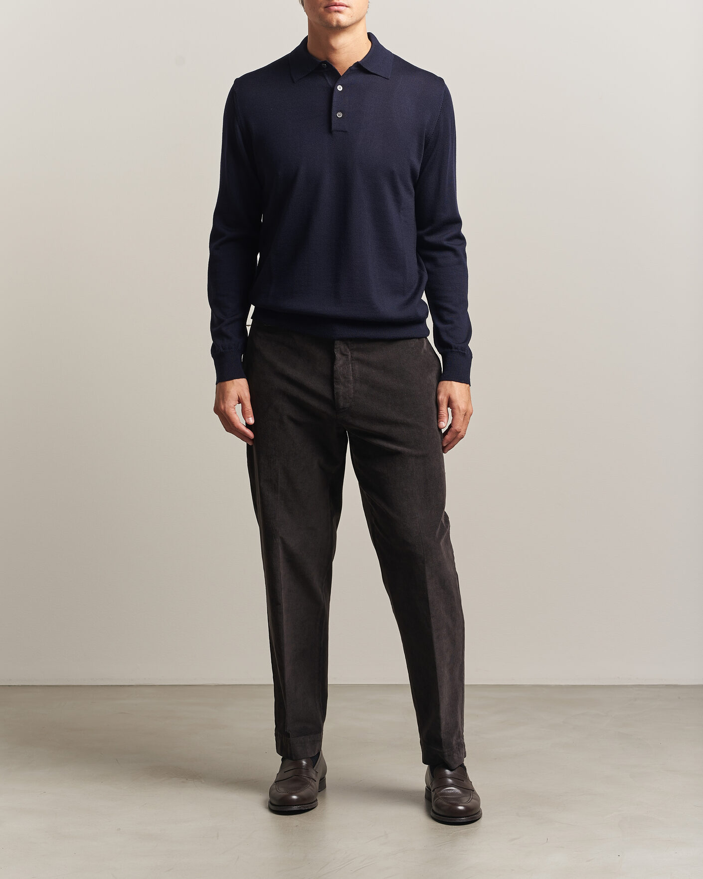 Herre | Gensere | Morgano | Extra Fine Merino Wool Polo Navy