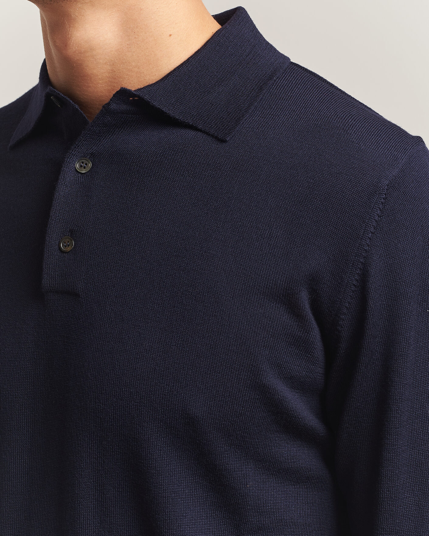 Herre | Gensere | Morgano | Extra Fine Merino Wool Polo Navy