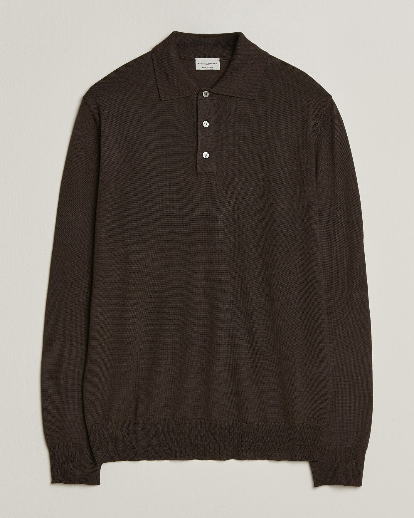Herre | Gensere | Morgano | Extra Fine Merino Wool Polo Dark Brown