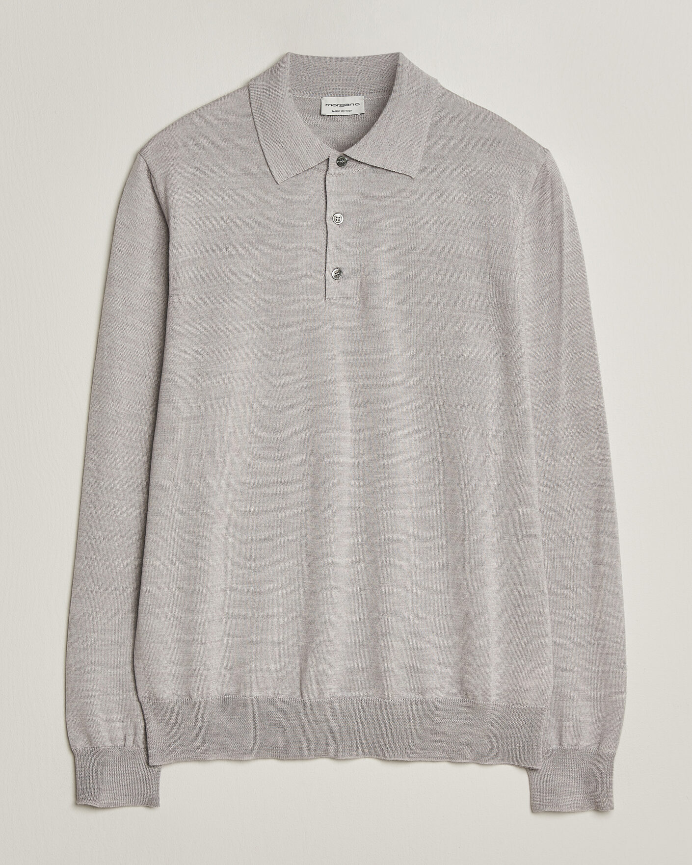 Herre | Gensere | Morgano | Extra Fine Merino Wool Polo Light Grey