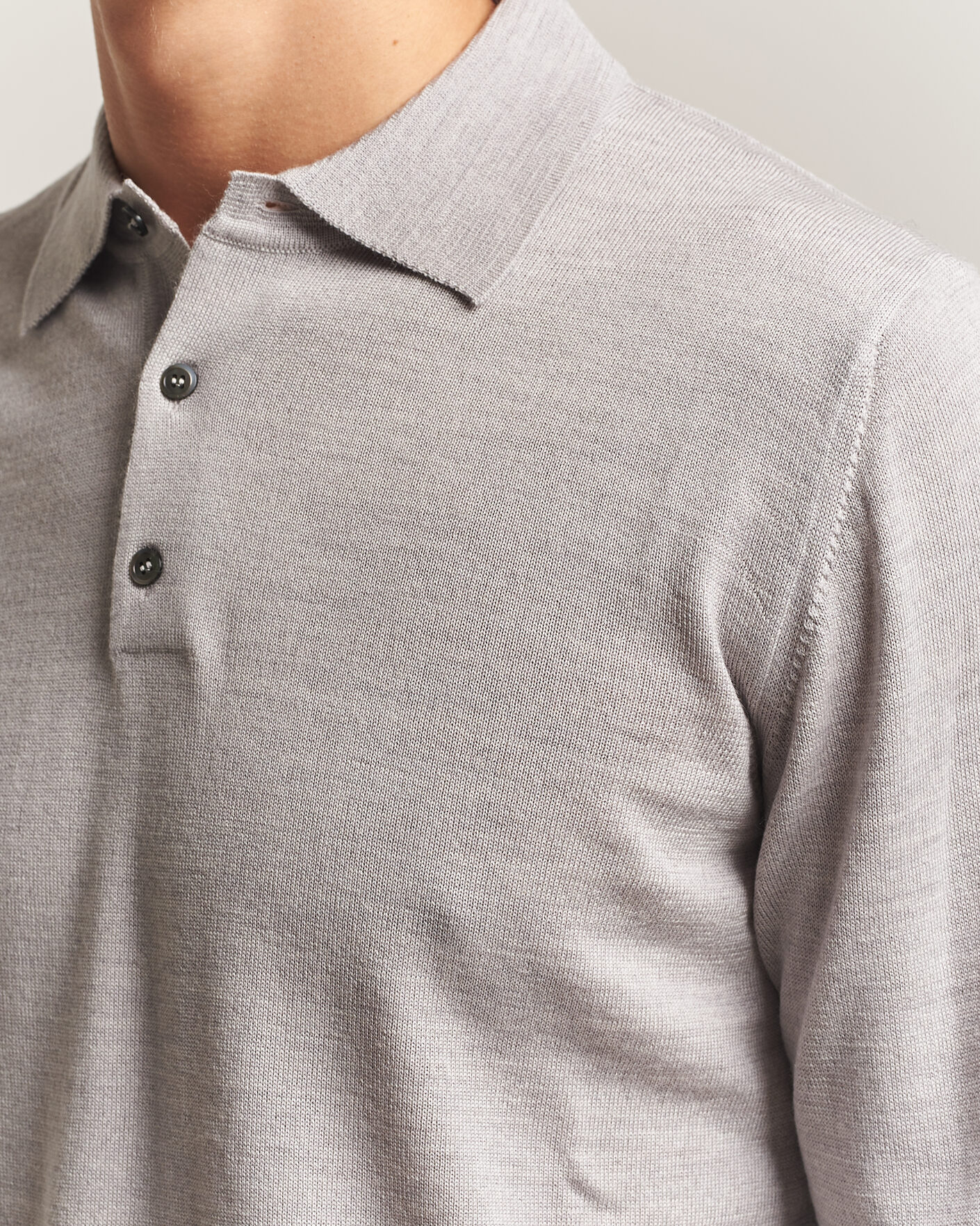 Herre | Gensere | Morgano | Extra Fine Merino Wool Polo Light Grey