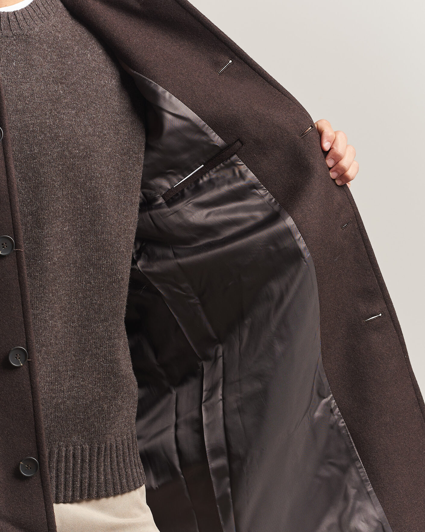 Herre | Jakker | A Day's March | Shamrock Wool Car Coat Dark Brown