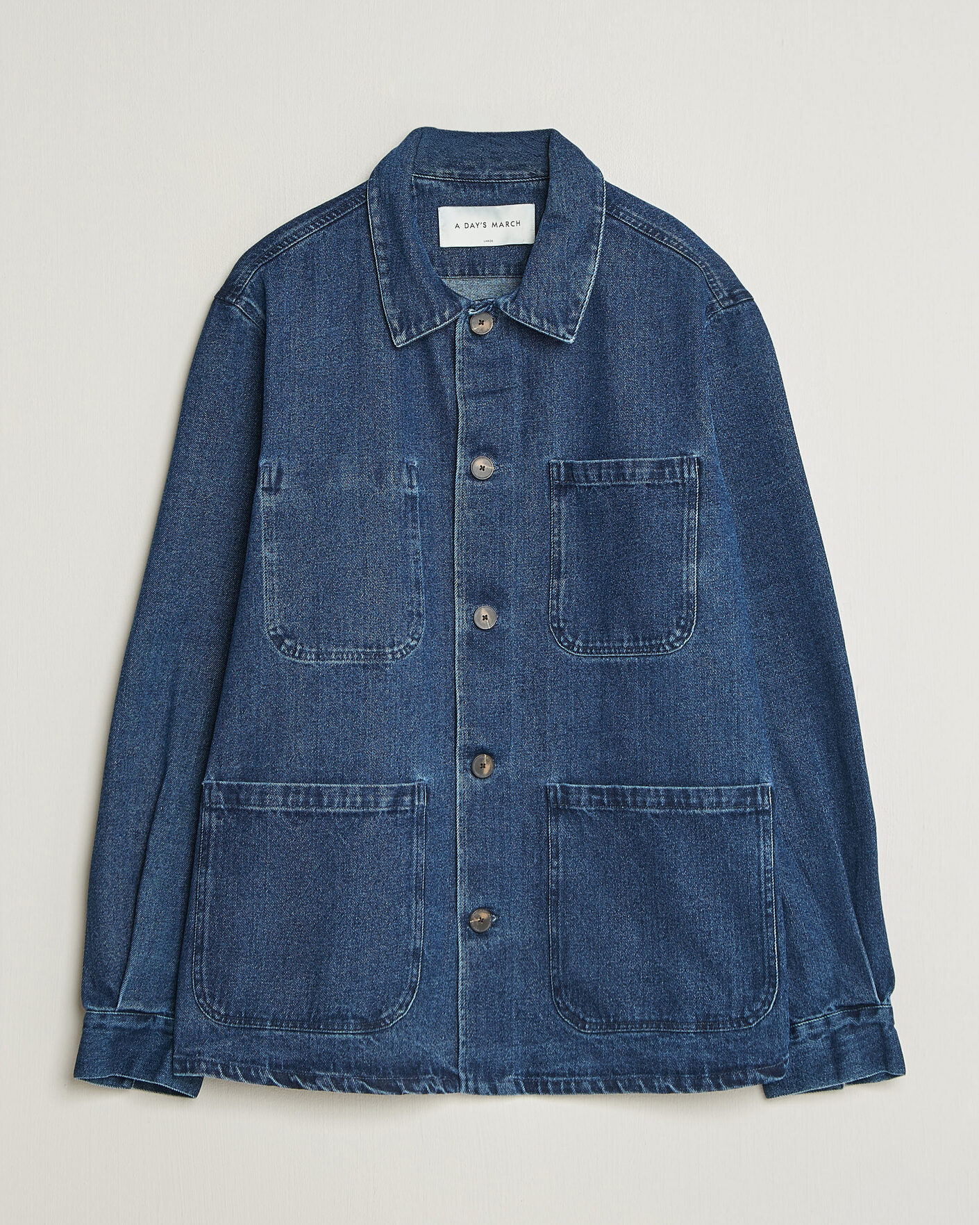 Herre | Skjorter | A Day's March | Algot Denim Overshirt Dark Blue Wash