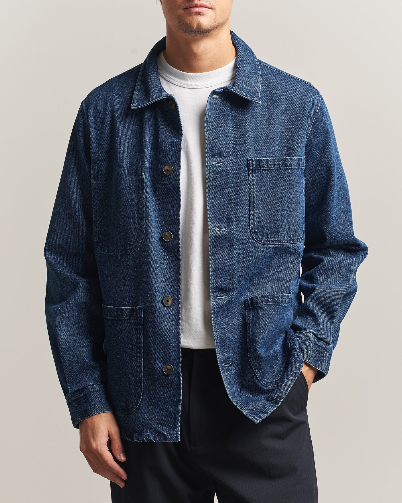 Herre | Skjorter | A Day's March | Algot Denim Overshirt Dark Blue Wash