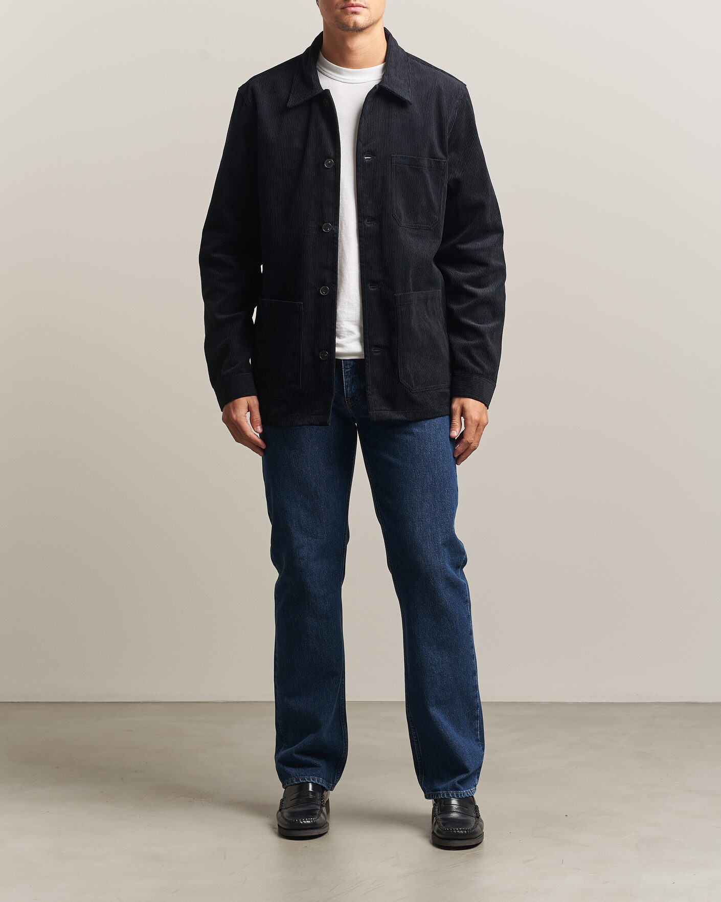 Herre | Skjorter | A Day's March | Original Corduroy Overshirt Black
