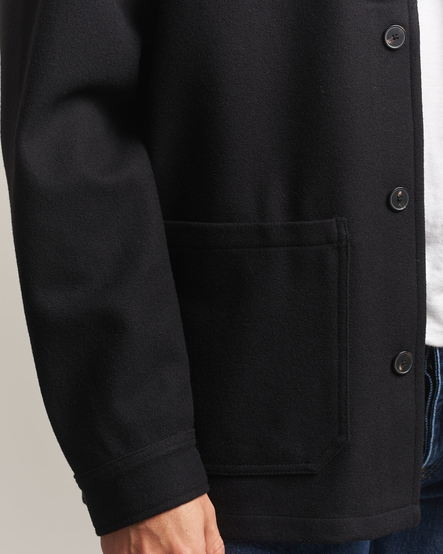 Herre | Skjorter | A Day's March | Original Wool Overshirt Black