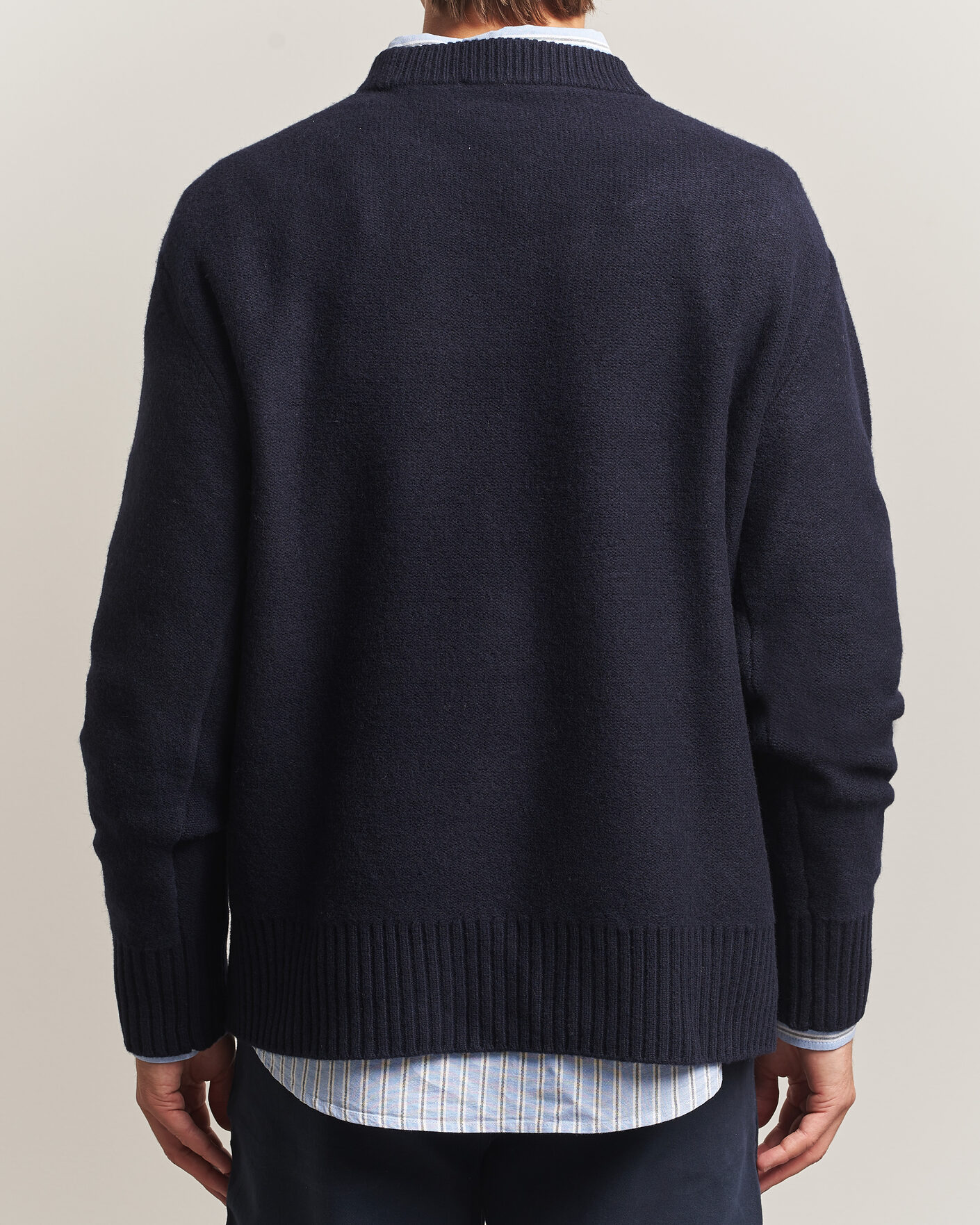 Herre | Gensere | A Day's March | Tietar Boiled Merino Sweater Navy