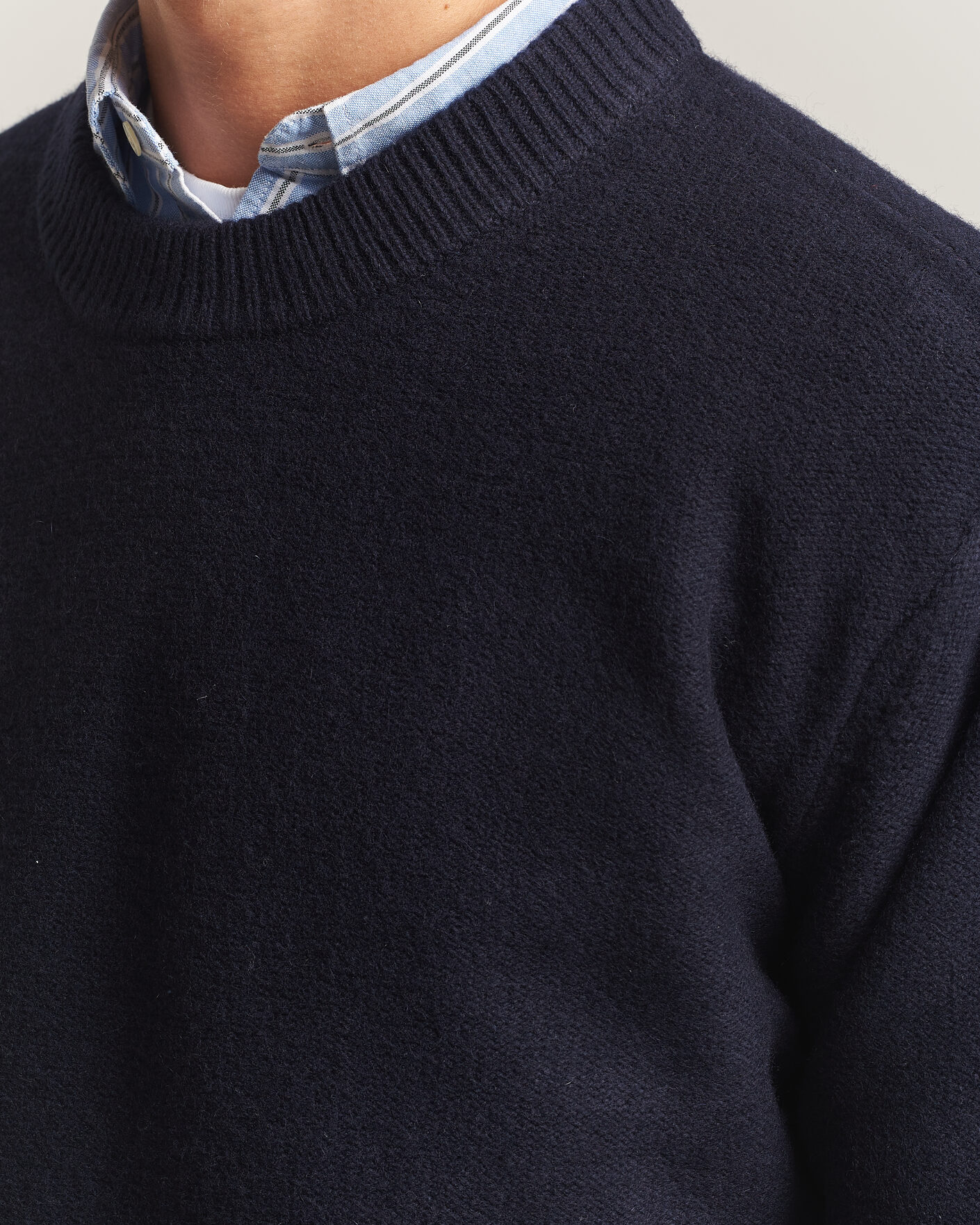 Herre | Gensere | A Day's March | Tietar Boiled Merino Sweater Navy