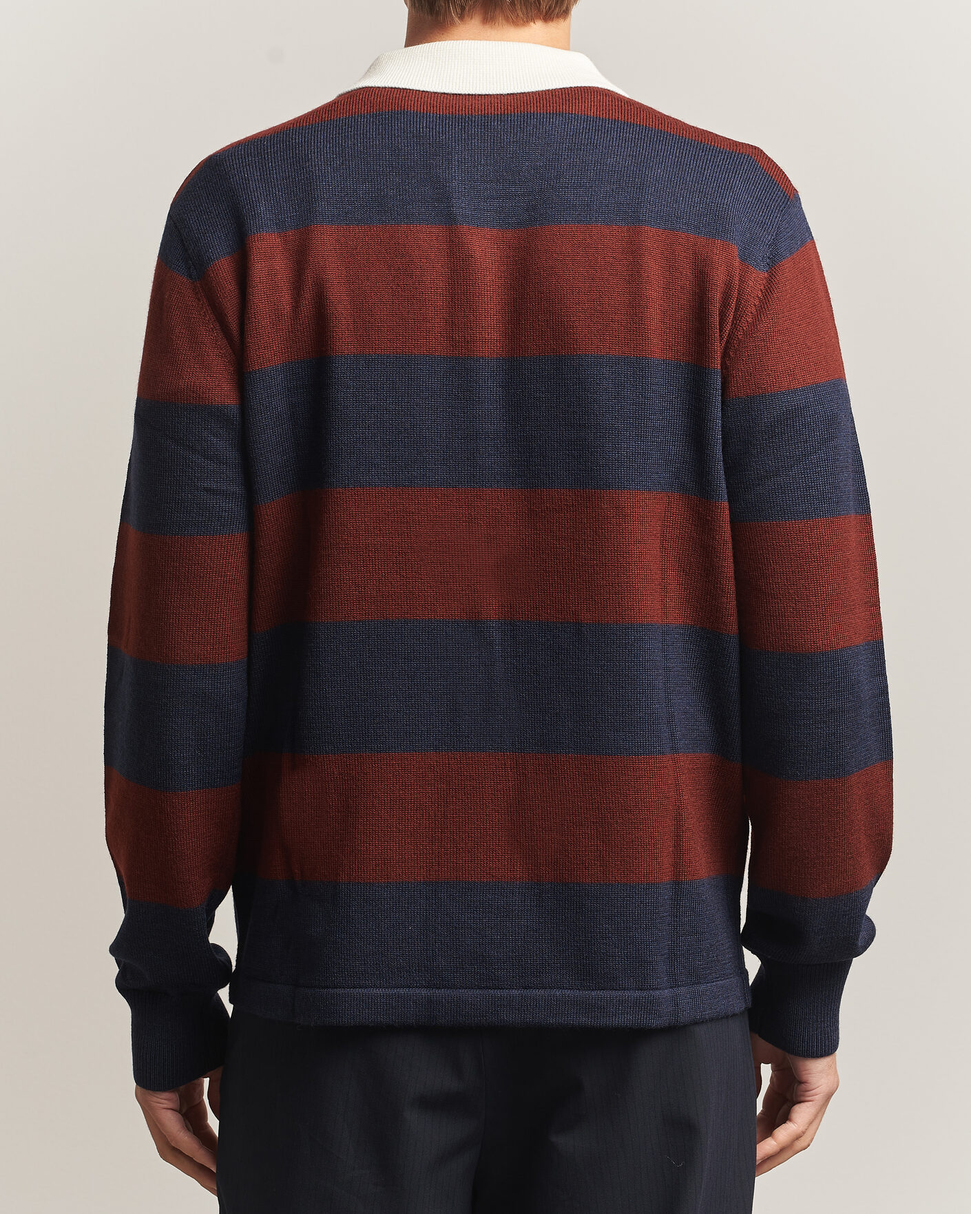 Herre | Gensere | A Day's March | Kenny Striped Merino Rugby Sweater Rust/Navy