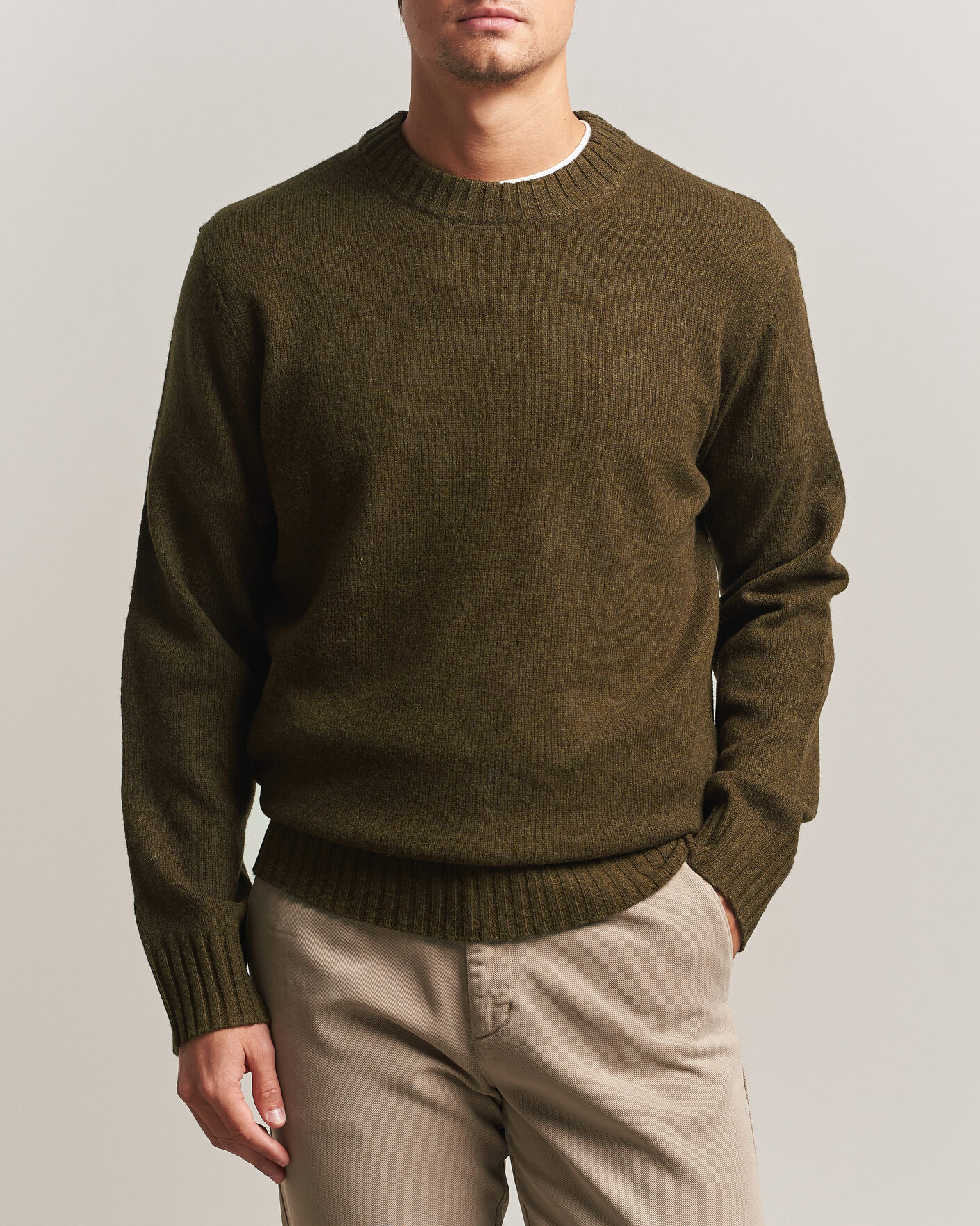 Herre | Gensere | A Day's March | Marlow Lambswool Sweater Forest Green