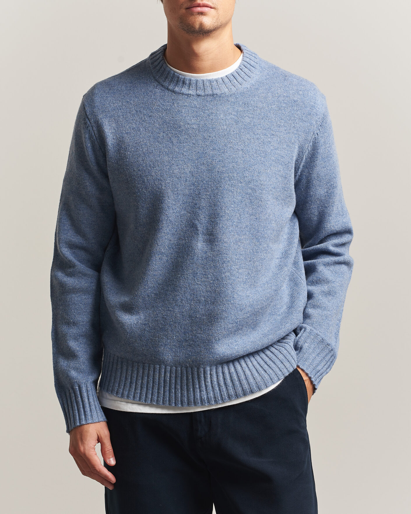 Herre | Gensere | A Day's March | Marlow Lambswool Sweater Misty Blue