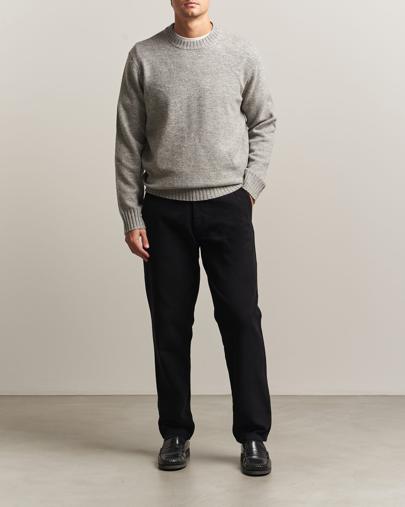 Herre | Gensere | A Day's March | Marlow Lambswool Sweater Grey Melange