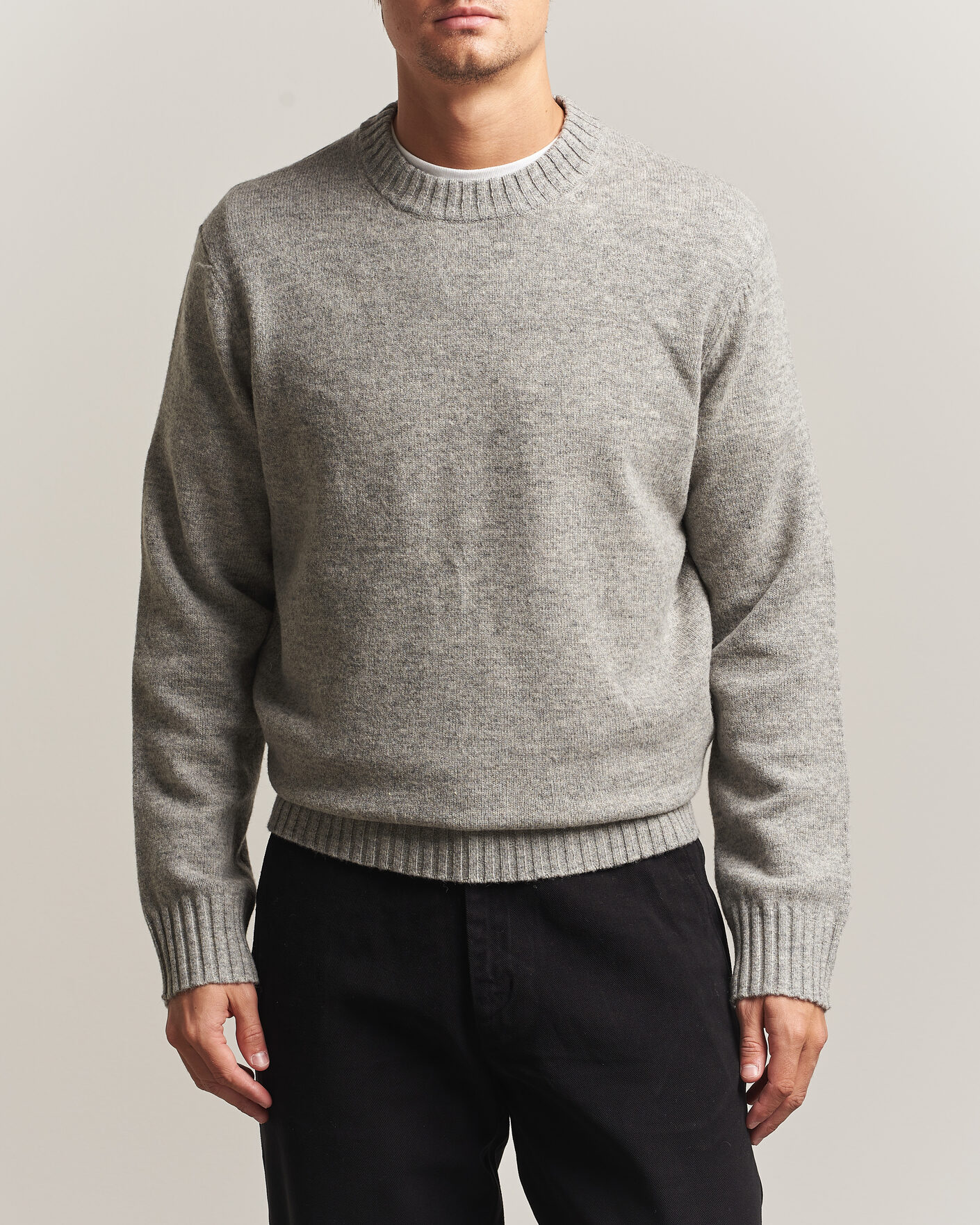 Herre | Gensere | A Day's March | Marlow Lambswool Sweater Grey Melange