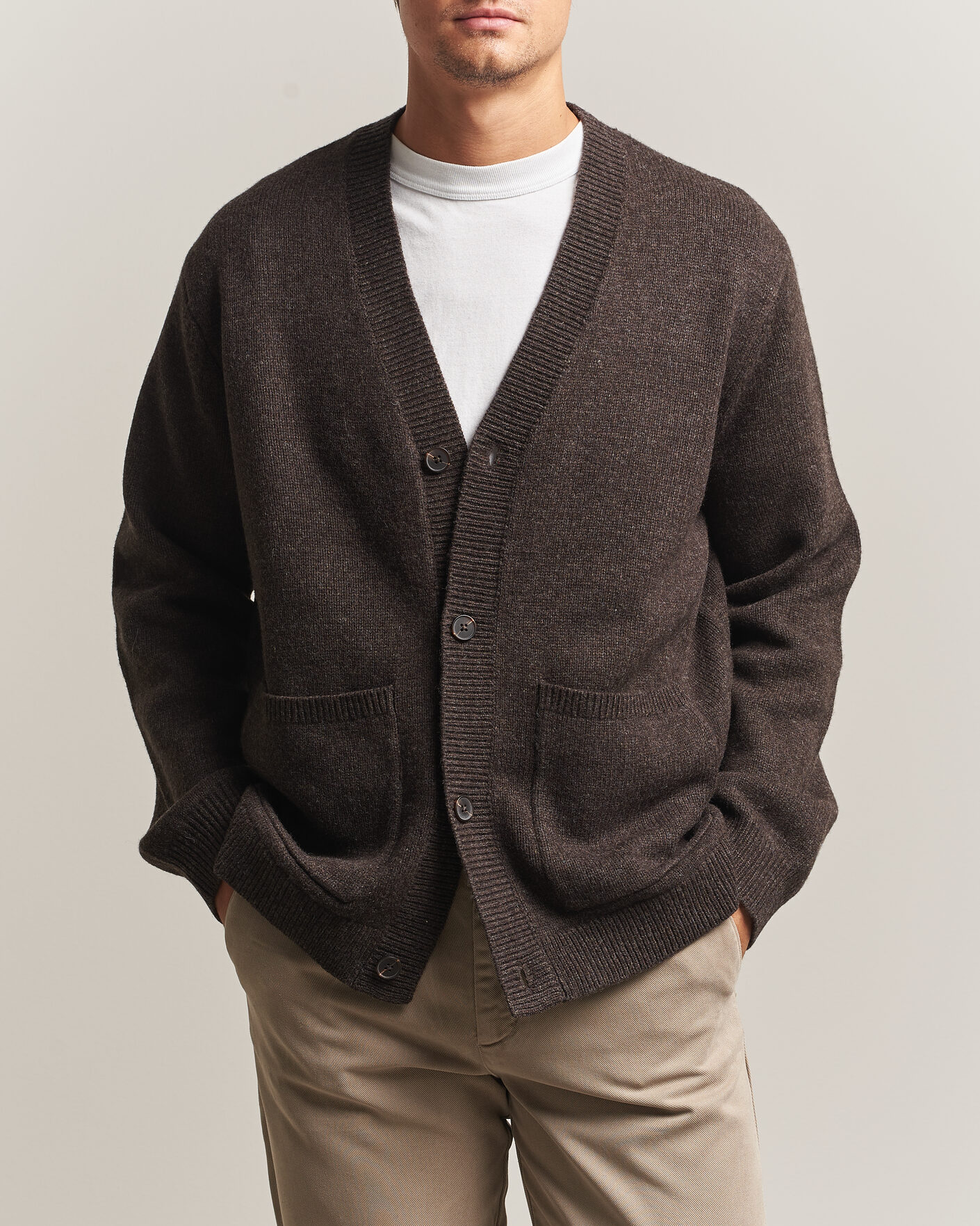 Herre | Gensere | A Day's March | Jarrow Lambswool Cardigan Dark Brown