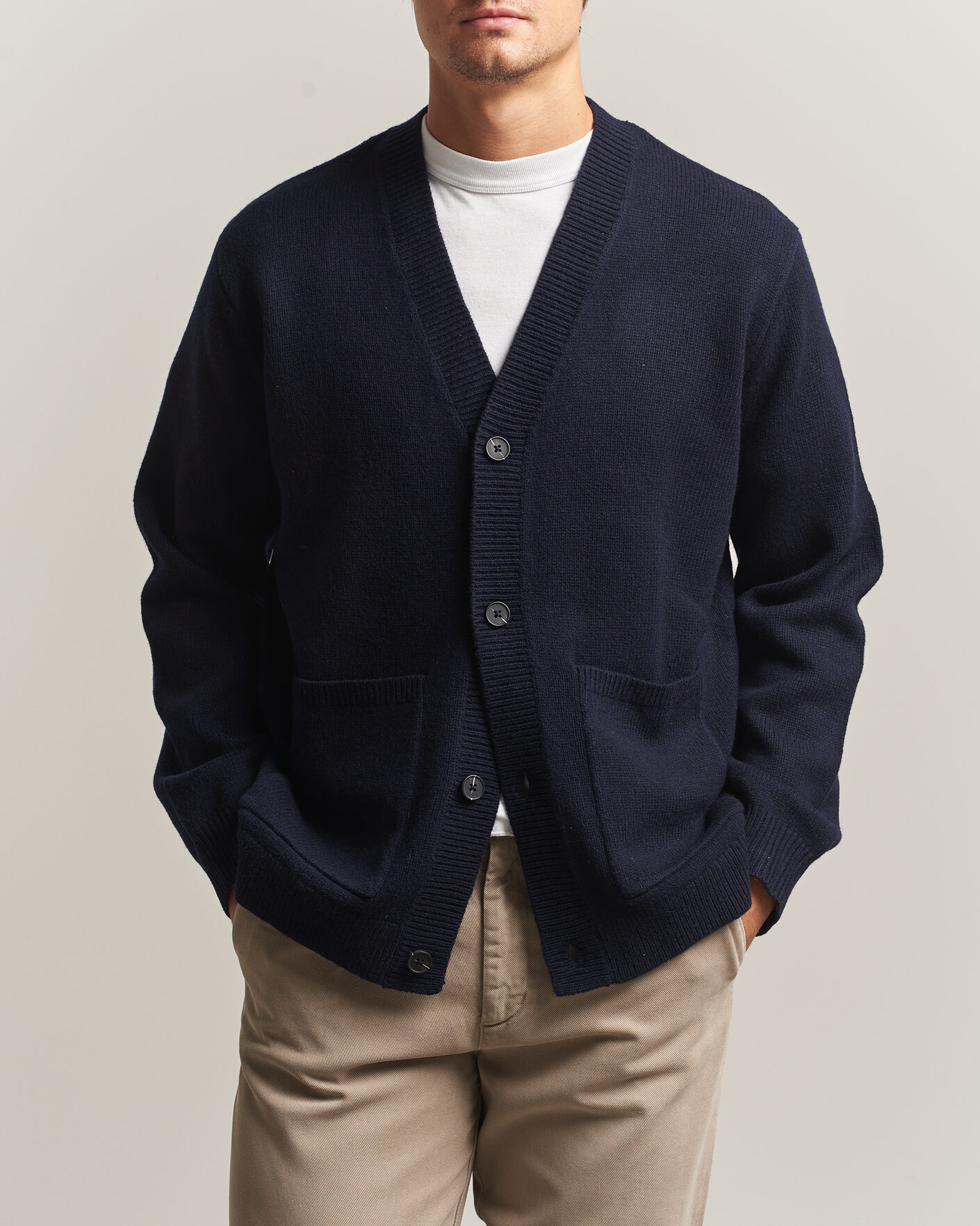 Herre | Gensere | A Day's March | Jarrow Lambswool Cardigan Navy