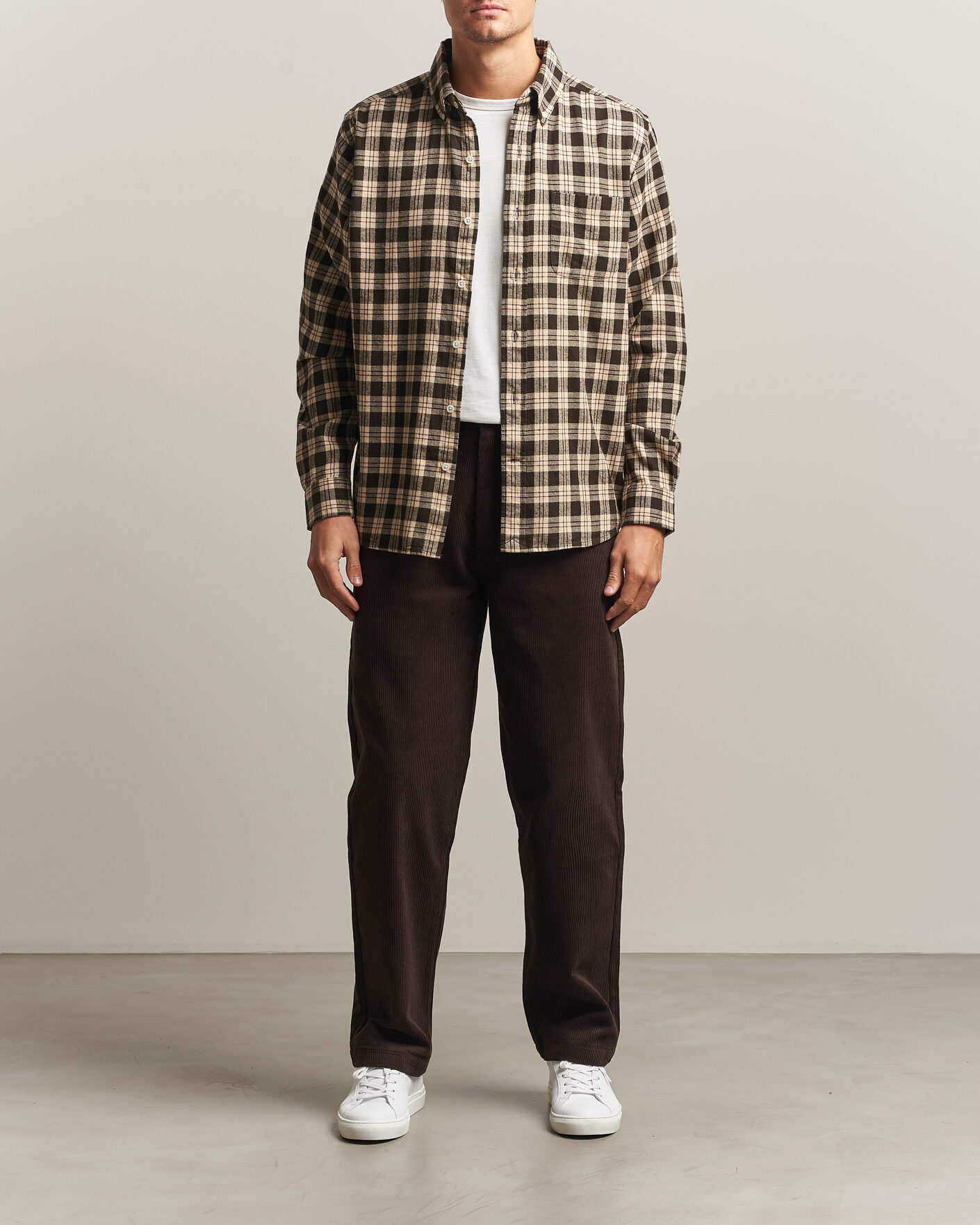 Herre | Skjorter | A Day's March | Classic Checked Flannel Shirt Brown/Sand