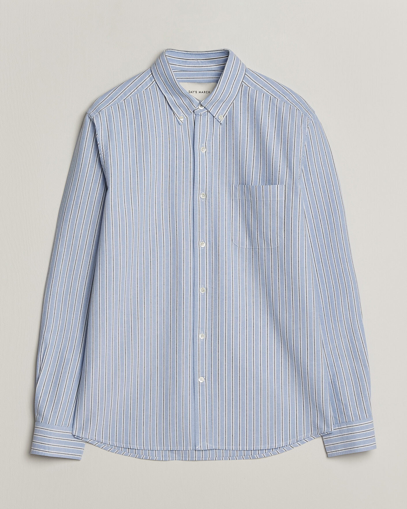 Herre | Skjorter | A Day's March | Classic Flag Striped Oxford Shirt White/Blue/Black
