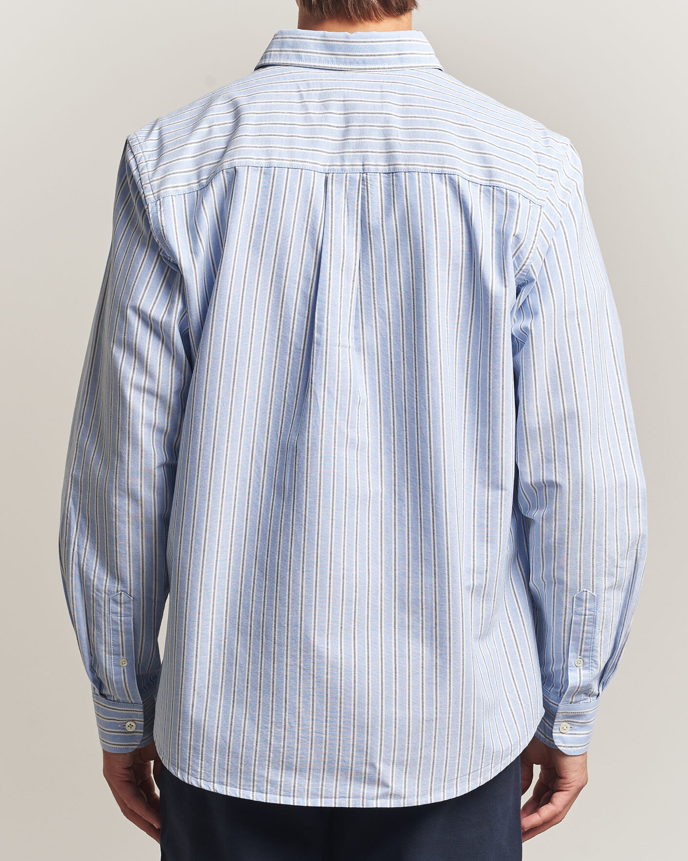 Herre | Skjorter | A Day's March | Classic Flag Striped Oxford Shirt White/Blue/Black