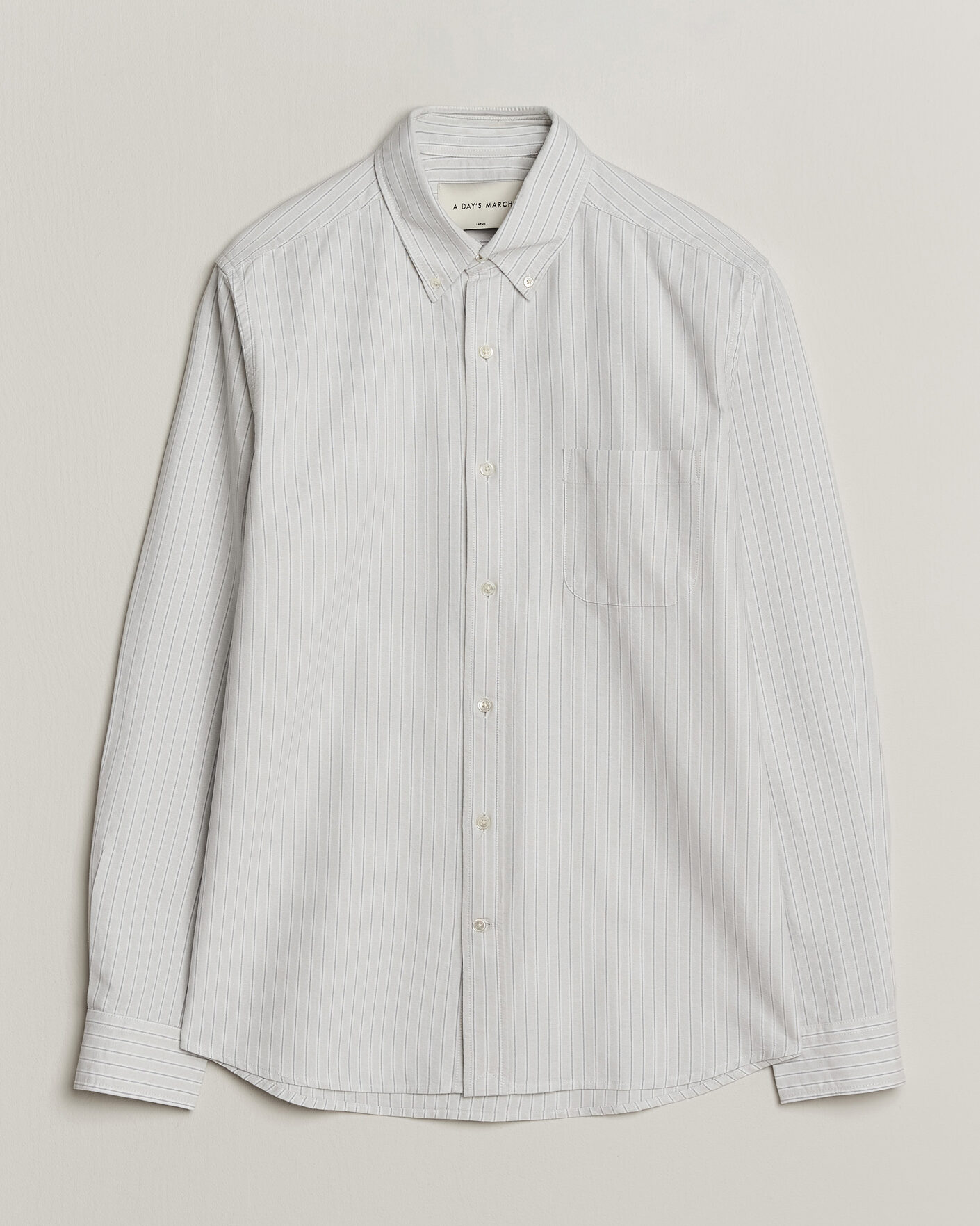 Herre | Skjorter | A Day's March | Classic Flag Striped Oxford Shirt Grey/White