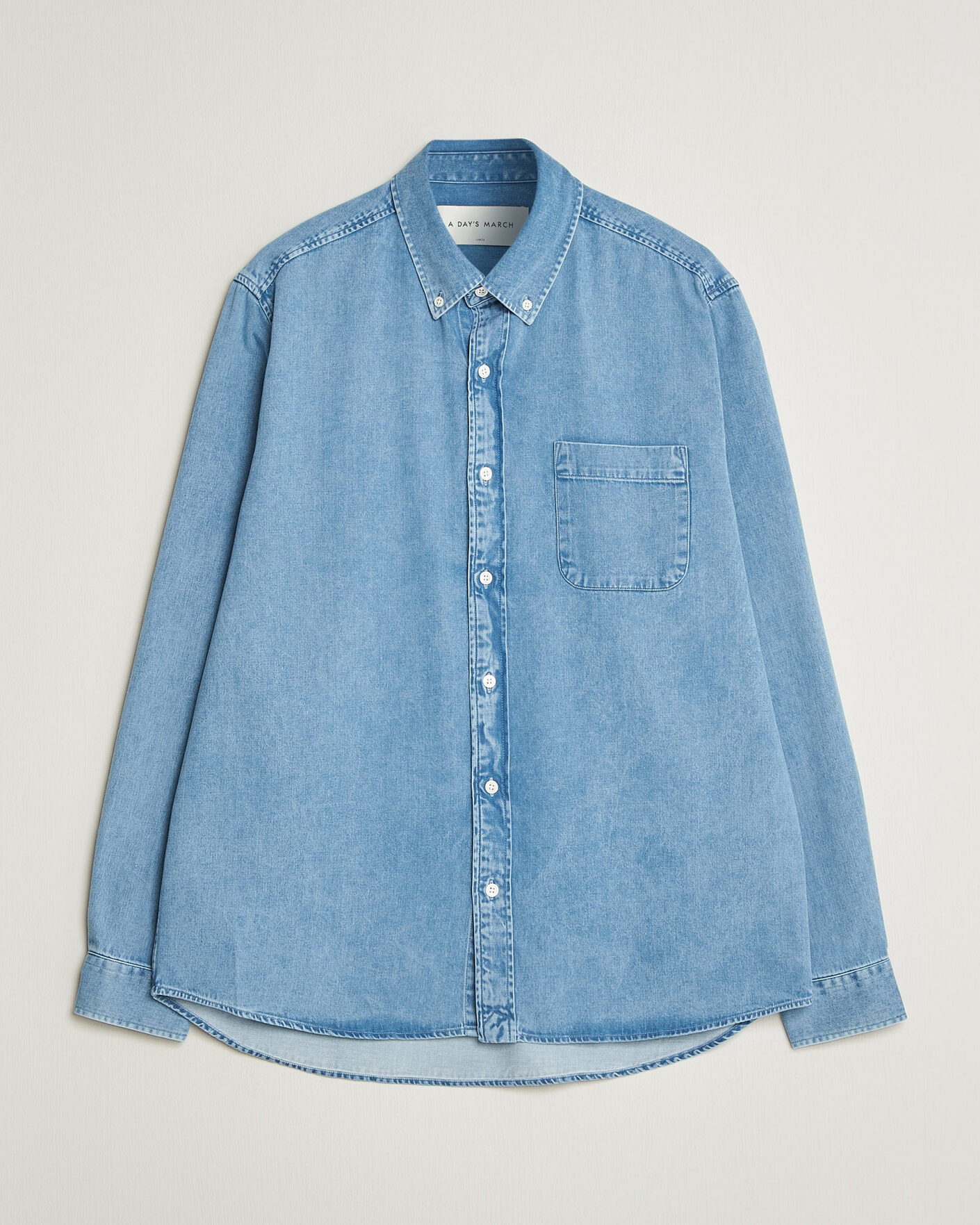 Herre | Skjorter | A Day's March | Original Button Down Denim Shirt Light Blue