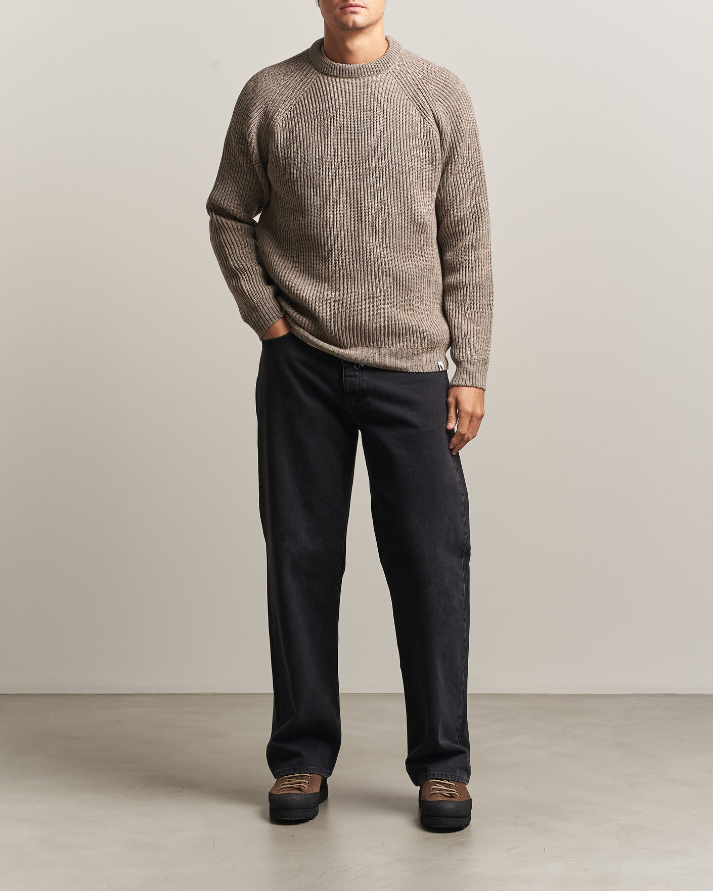 Herre | Gensere | Peregrine | Ford Knitted Wool Jumper Light Brown