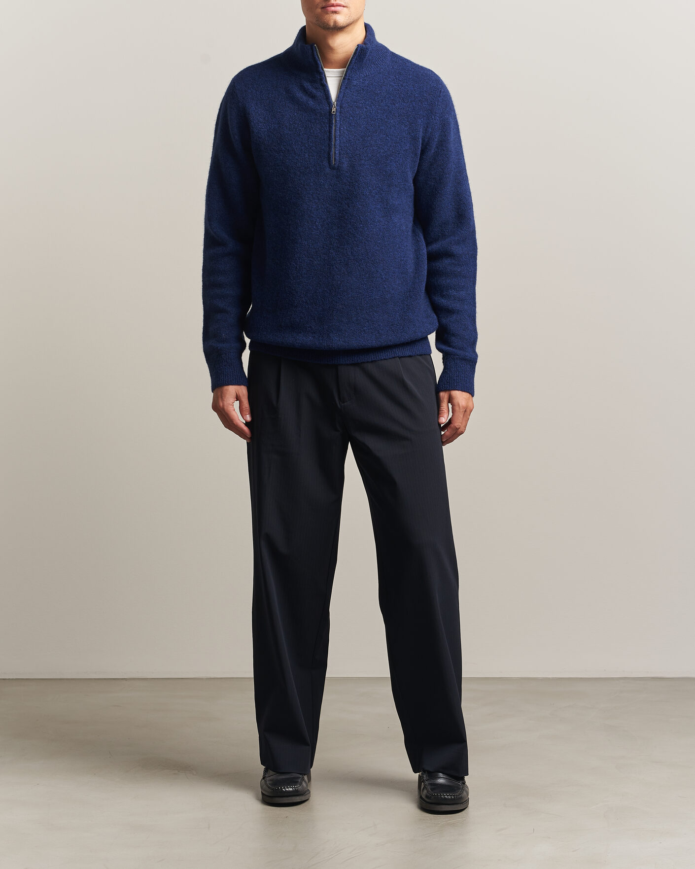Herre | Gensere | Filippa K | Andrew Yak Knitted Half Zip Deep Blue